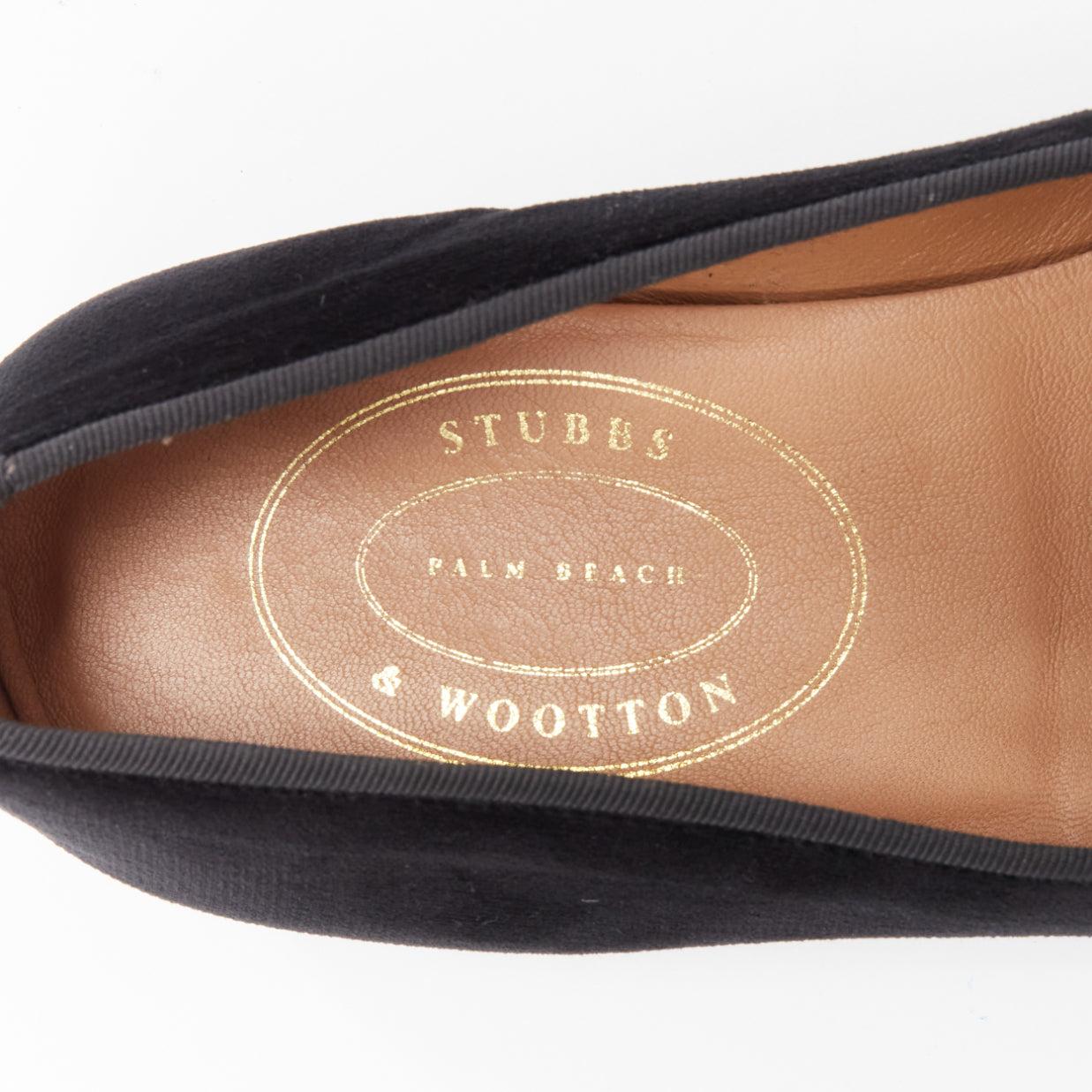 STUBBS WOOTTON College Screw You black velvet smoking slipper loafer US9 EU42 6