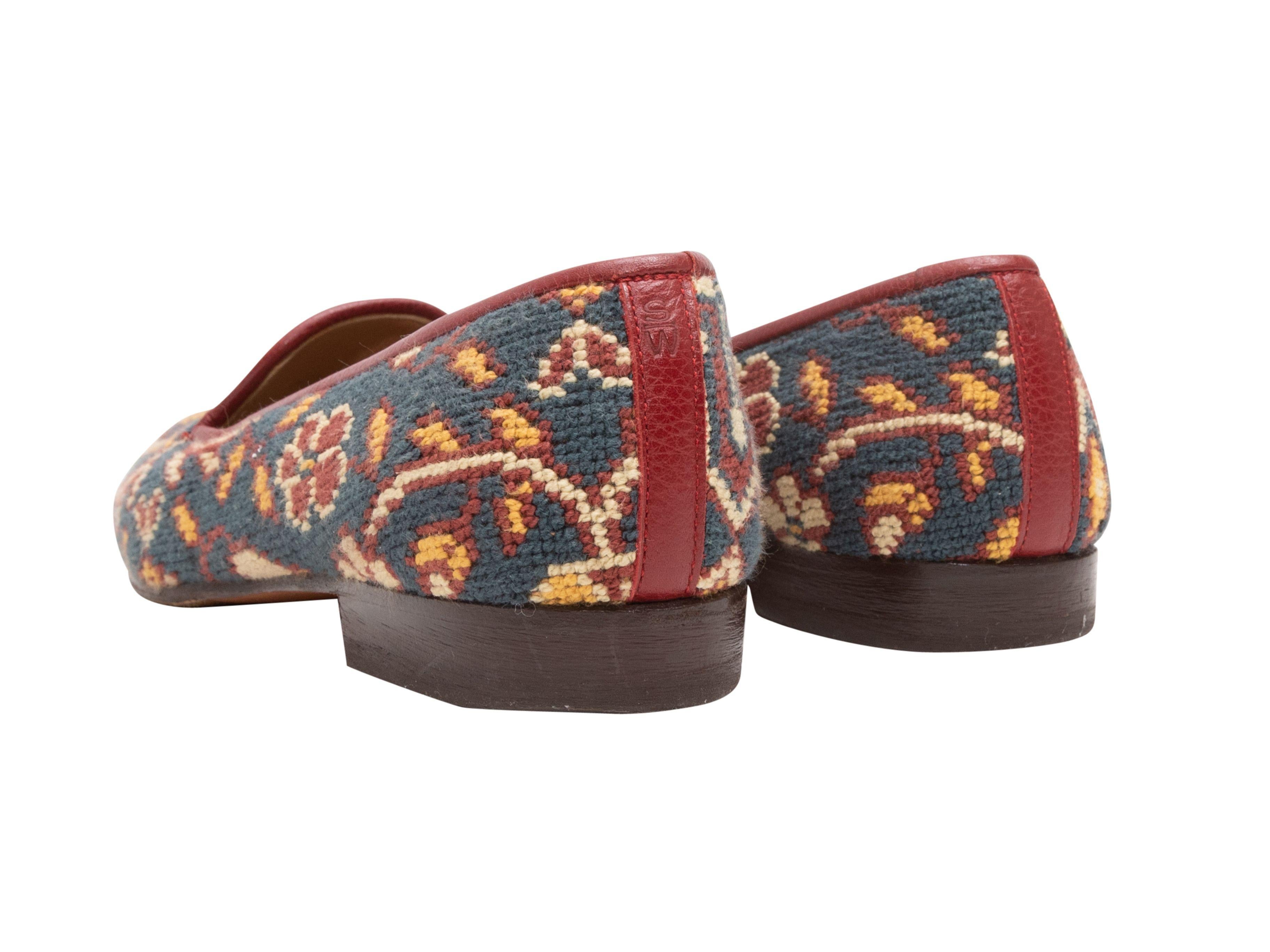 Stubbs & Wootton Dark Blue & Multicolor Needlepoint Loafers 1