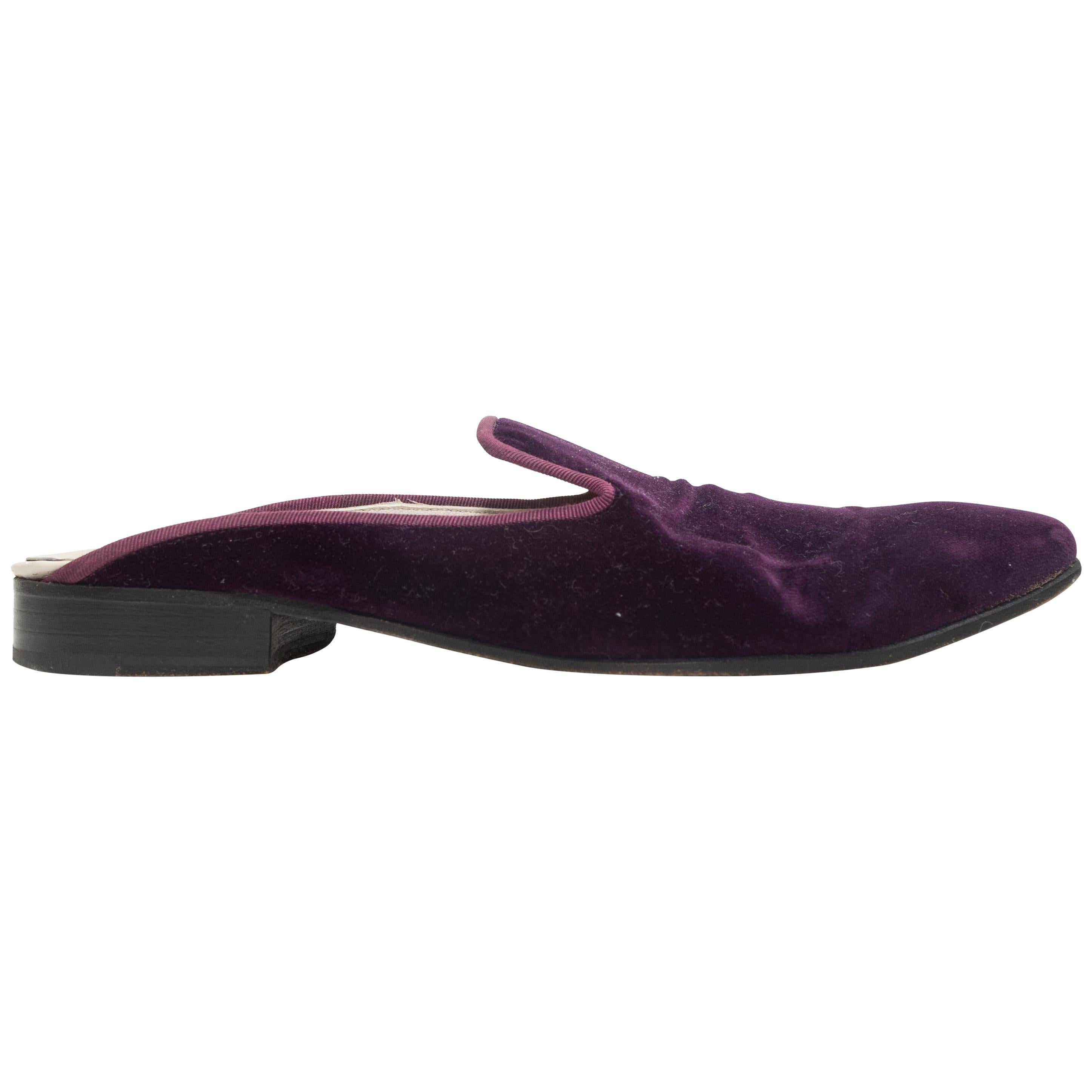 Stubbs & Wootton Eggplant Velvet Mules