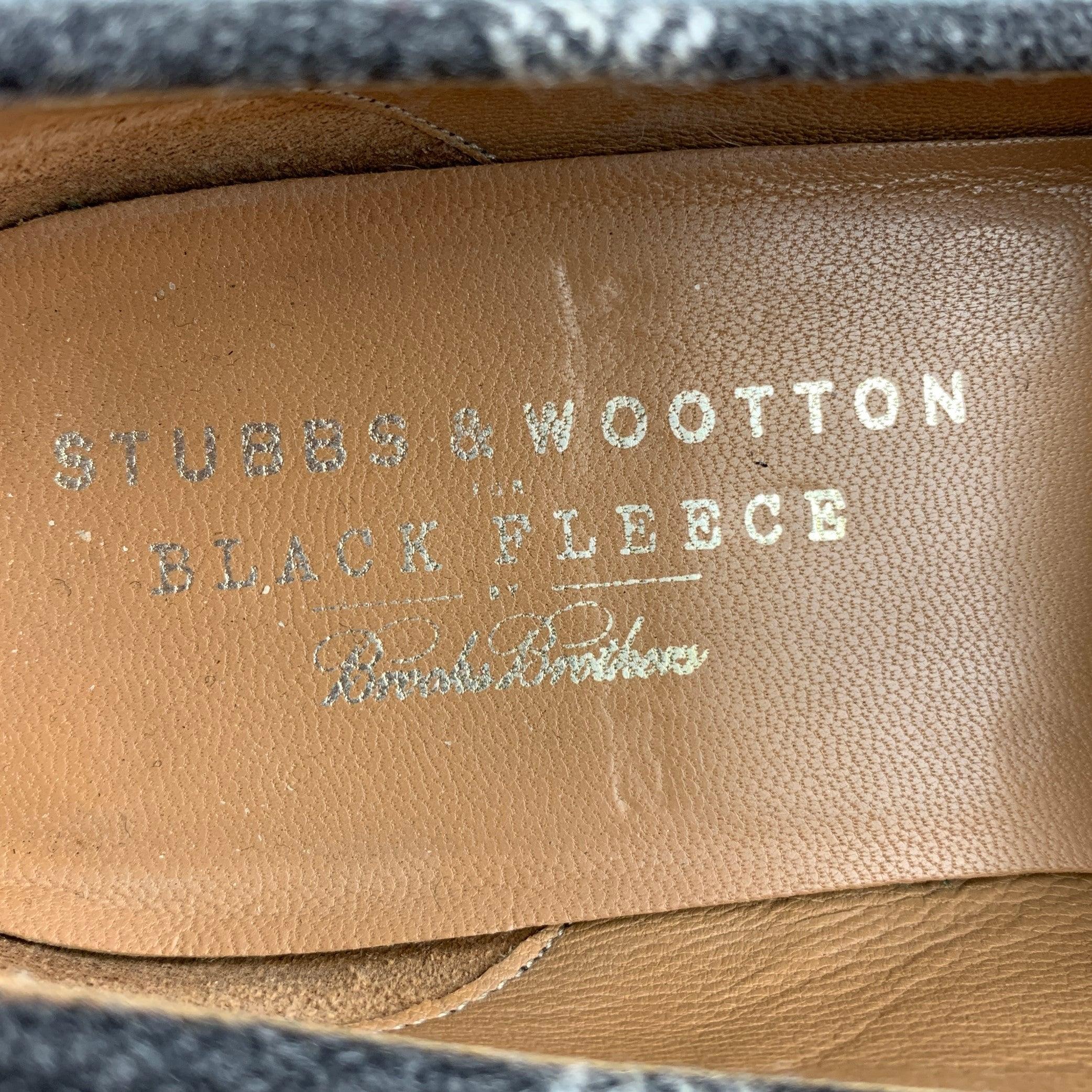 STUBBS & WOOTTON Size 10 Grey Silver & Gold Wool Slip On Loafers For Sale 2