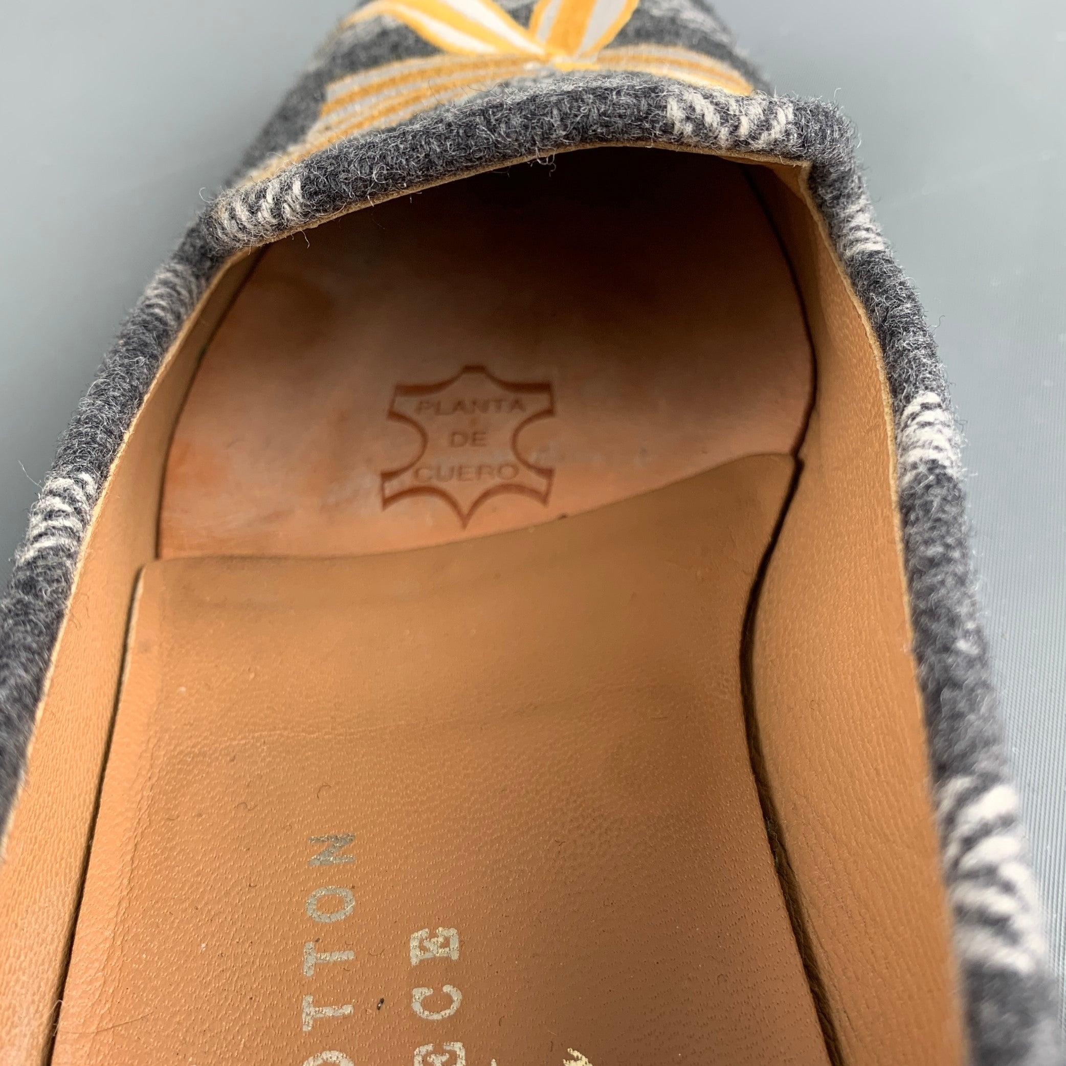 STUBBS & WOOTTON Size 10 Grey Silver & Gold Wool Slip On Loafers For Sale 3