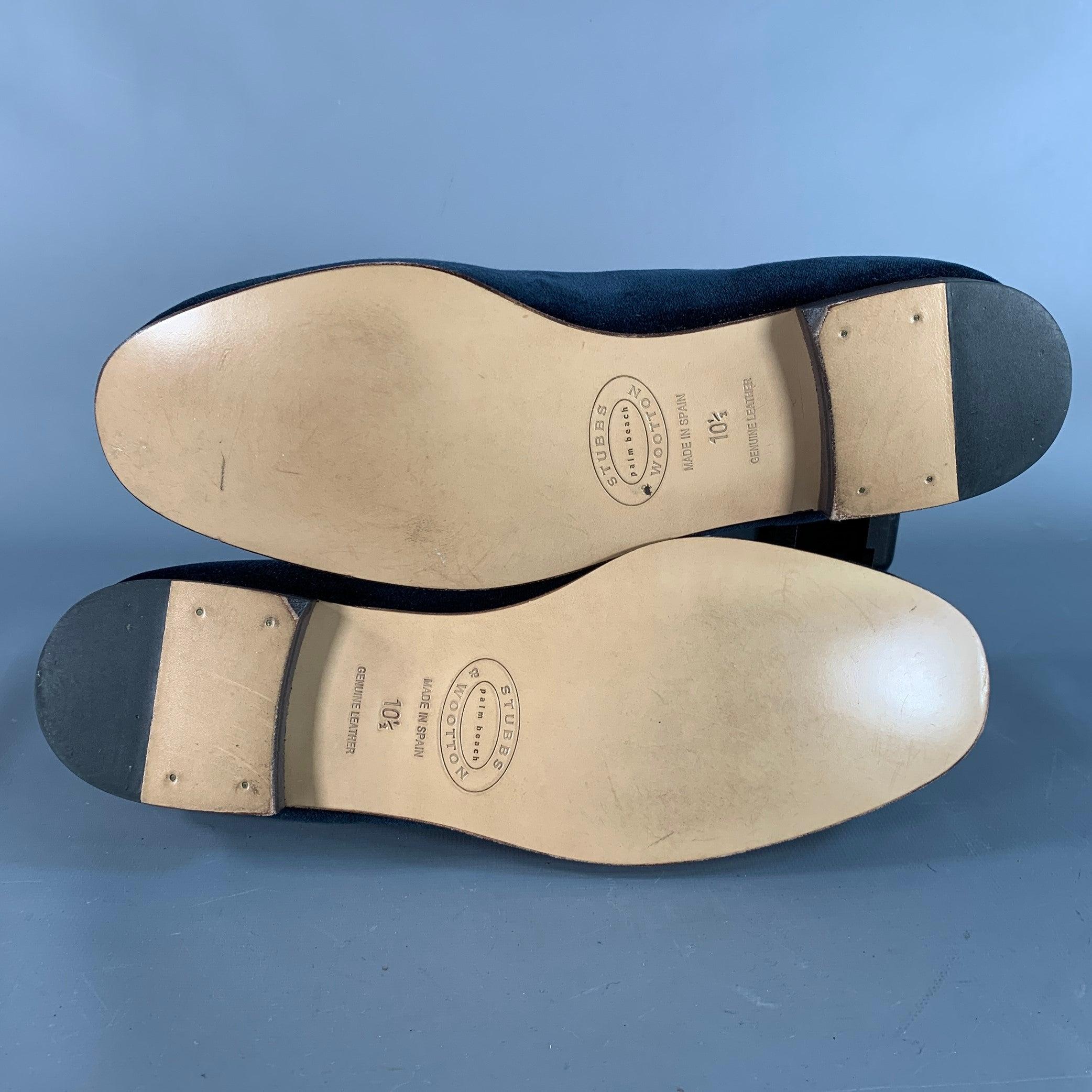 STUBBS & WOOTTON Größe 10.5 Royal Anchor Navy Gold Stickerei Samt Loafers im Angebot 2