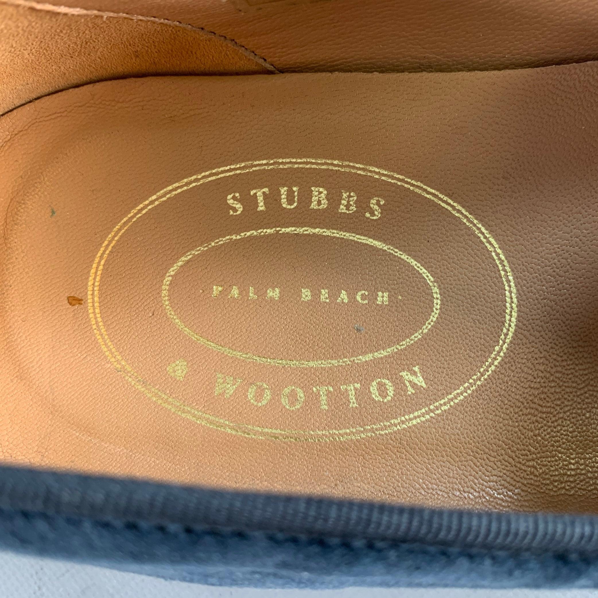 STUBBS & WOOTTON Größe 10.5 Royal Anchor Navy Gold Stickerei Samt Loafers im Angebot 3