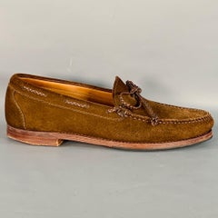 STUBBS & WOOTTON Size 11 Brown Suede Braided Trim Moccasin Loafers