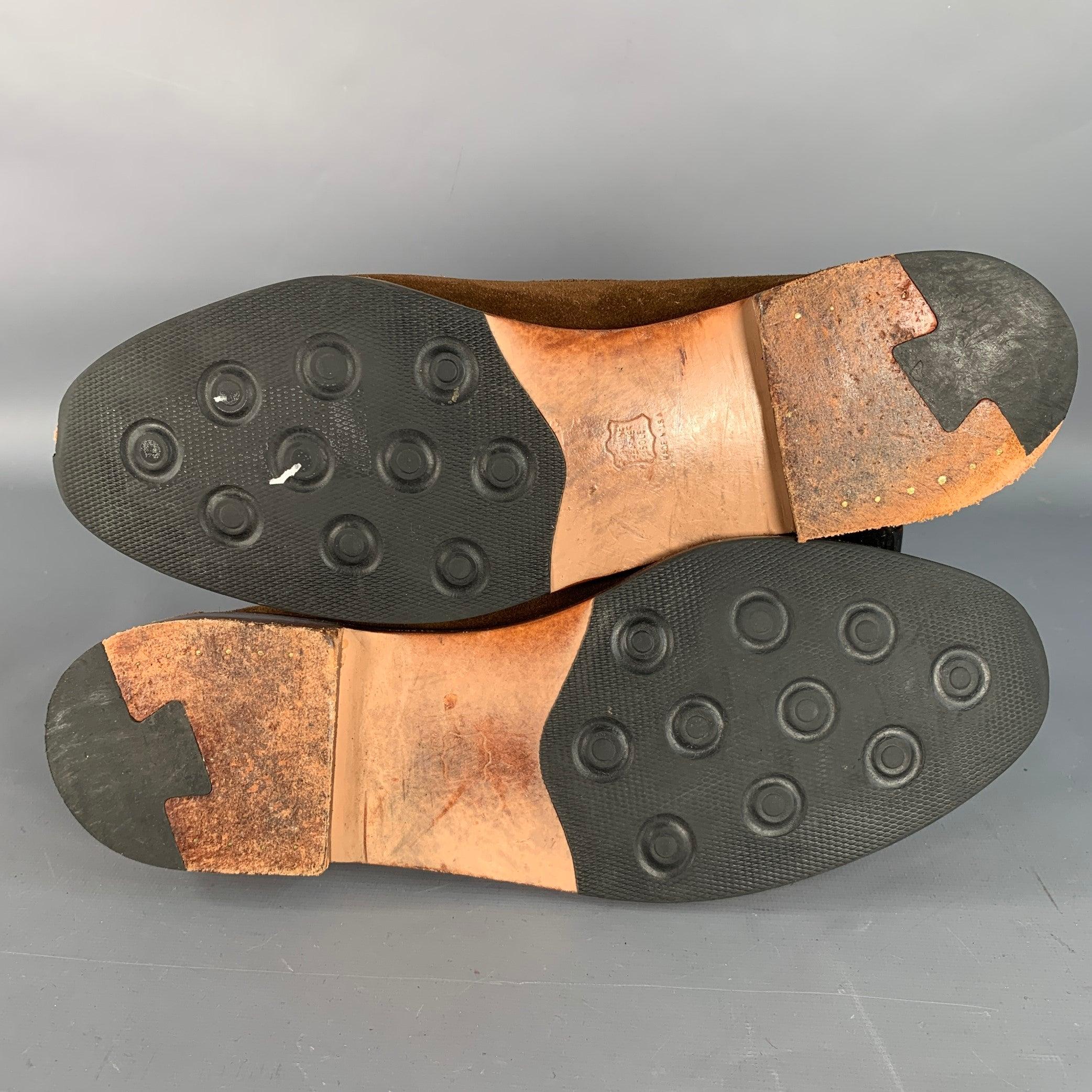 STUBBS & WOOTTON Größe 11 Braun Wildleder geflochtene Mokassins Loafers im Angebot 2