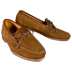 STUBBS & WOOTTON Größe 11 Braun Wildleder geflochtene Mokassins Loafers