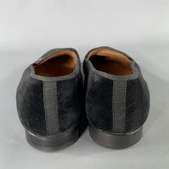 STUBBS & WOOTTON Size 9 Black Velvet Embroidered Loafer Flats