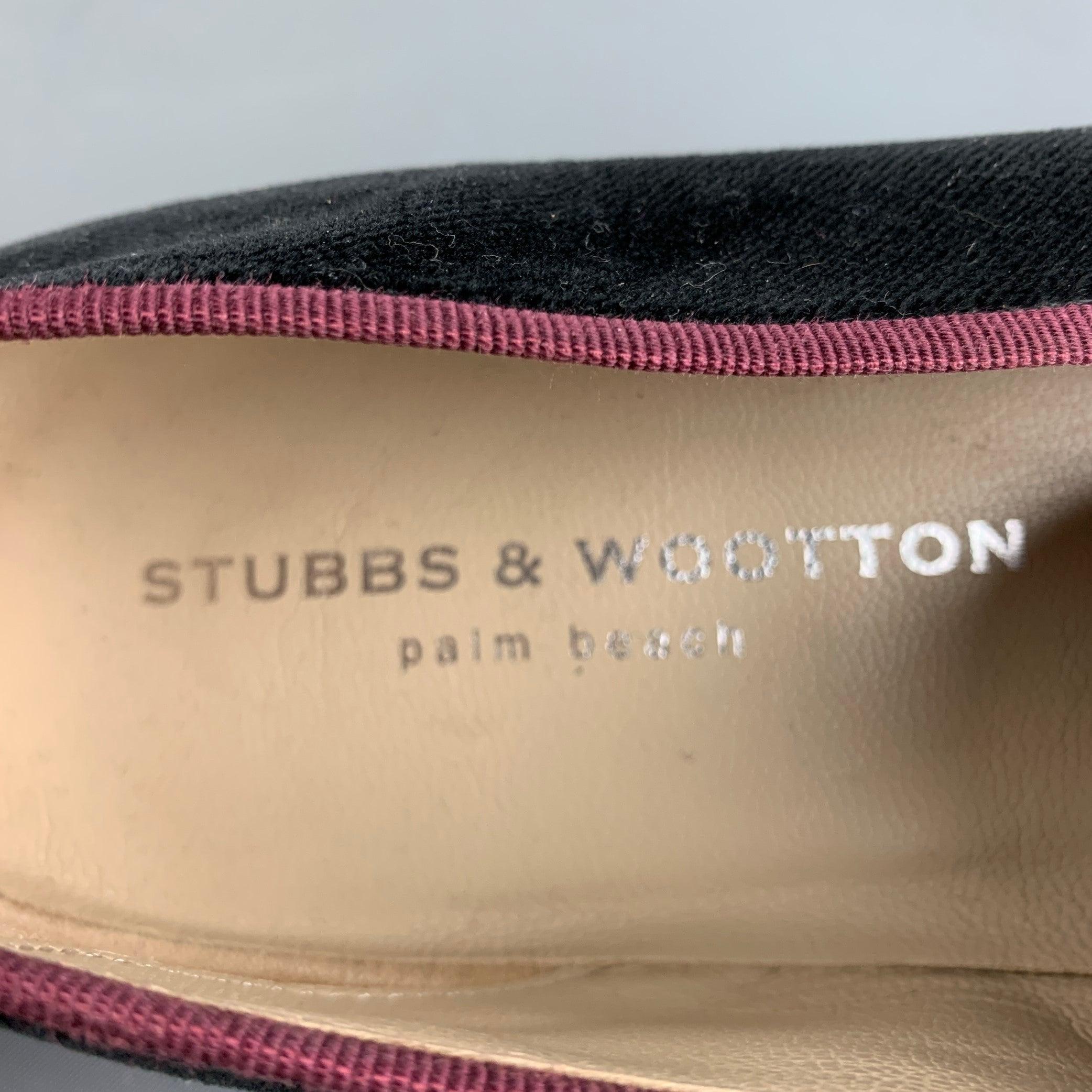 STUBBS & WOOTTON Size 9.5 Black Velvet Slip On Loafers For Sale 3