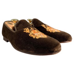 STUBBS & WOOTTON Größe 9.5 Brown Velvet Slip On Loafers