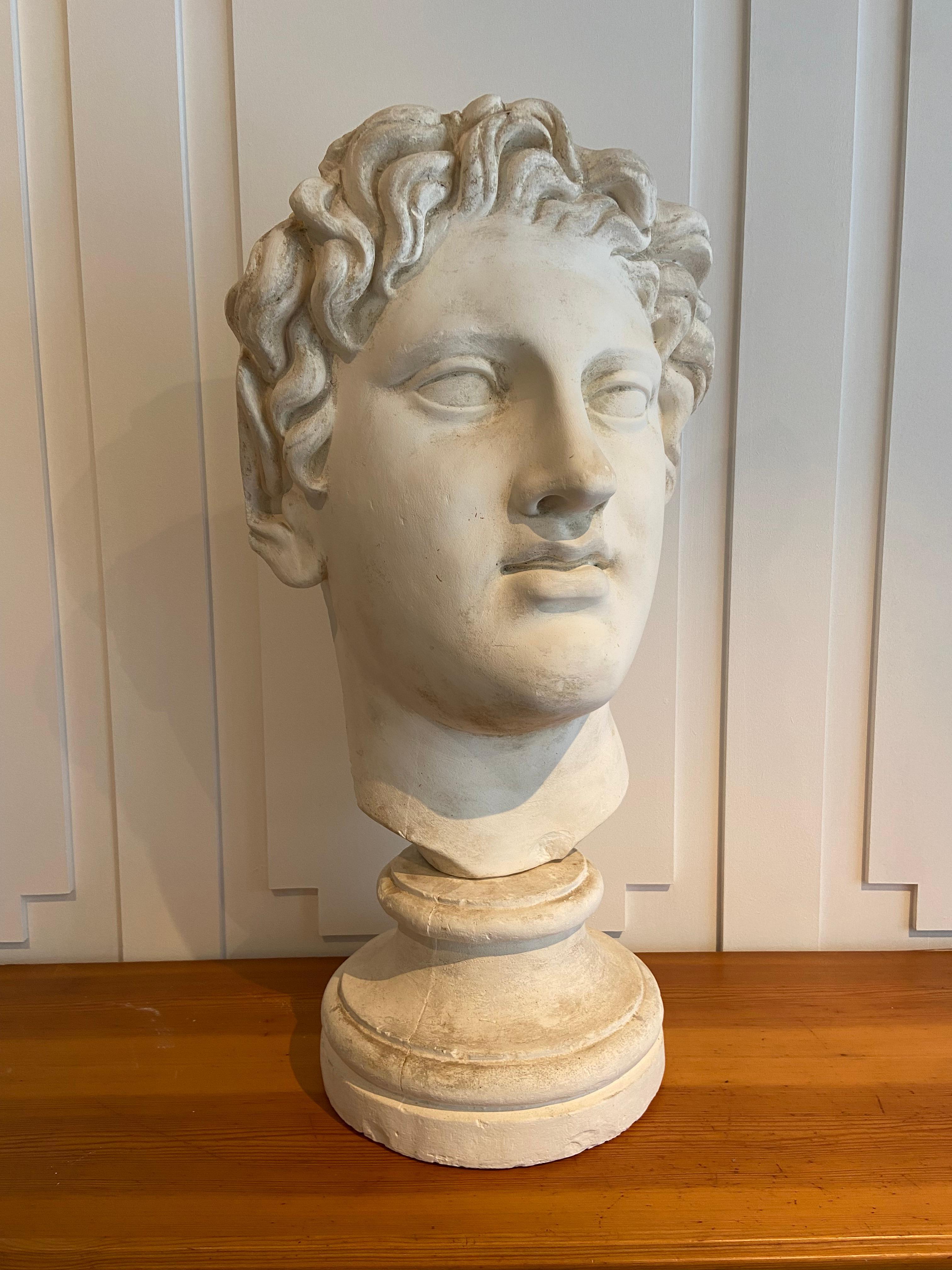 Classical Roman Stucco head of a roman figure For Sale