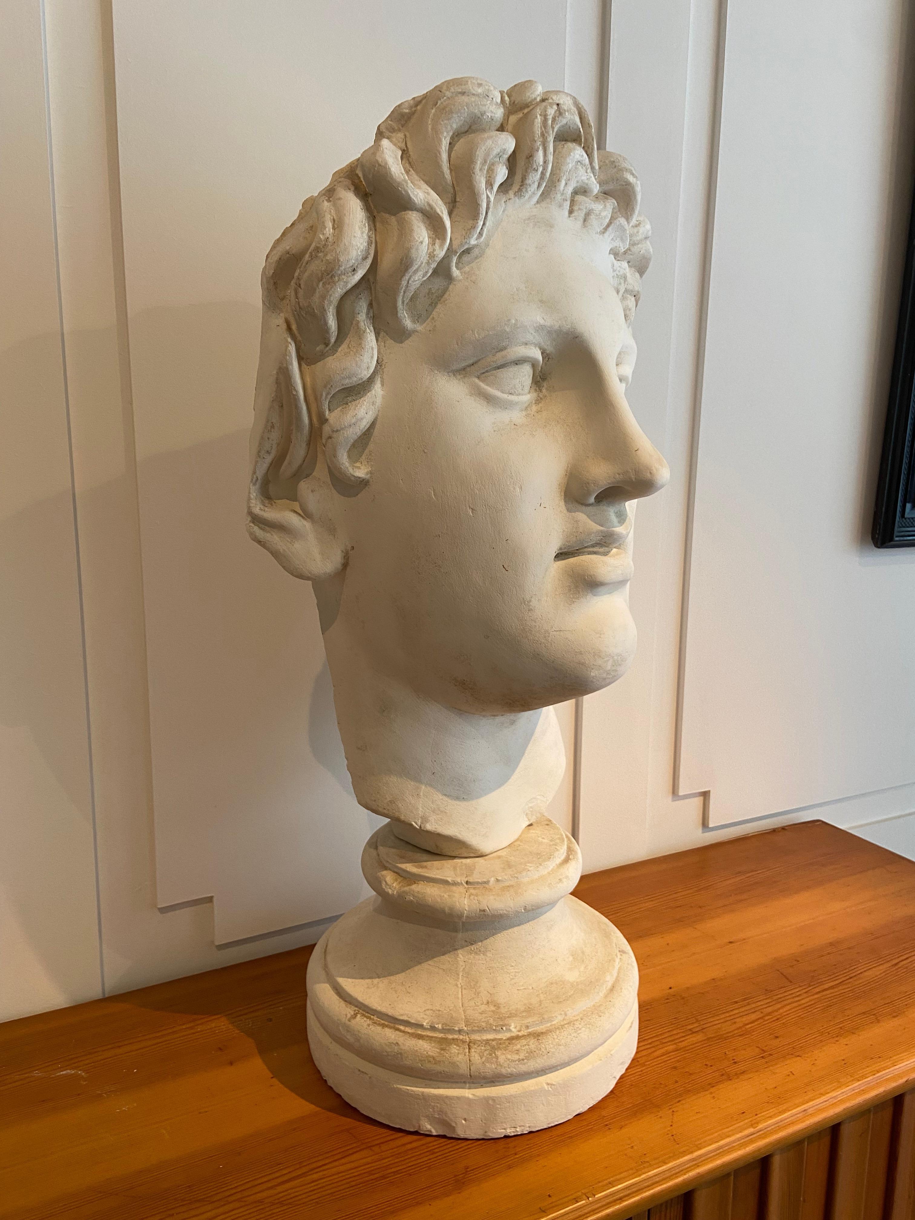 Italian Stucco head of a roman figure For Sale