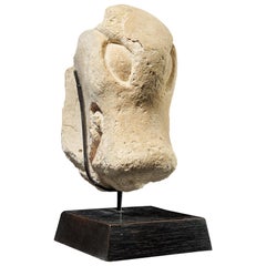 Stucco Head of the Jaguar God, Guatamala, Tribal Art
