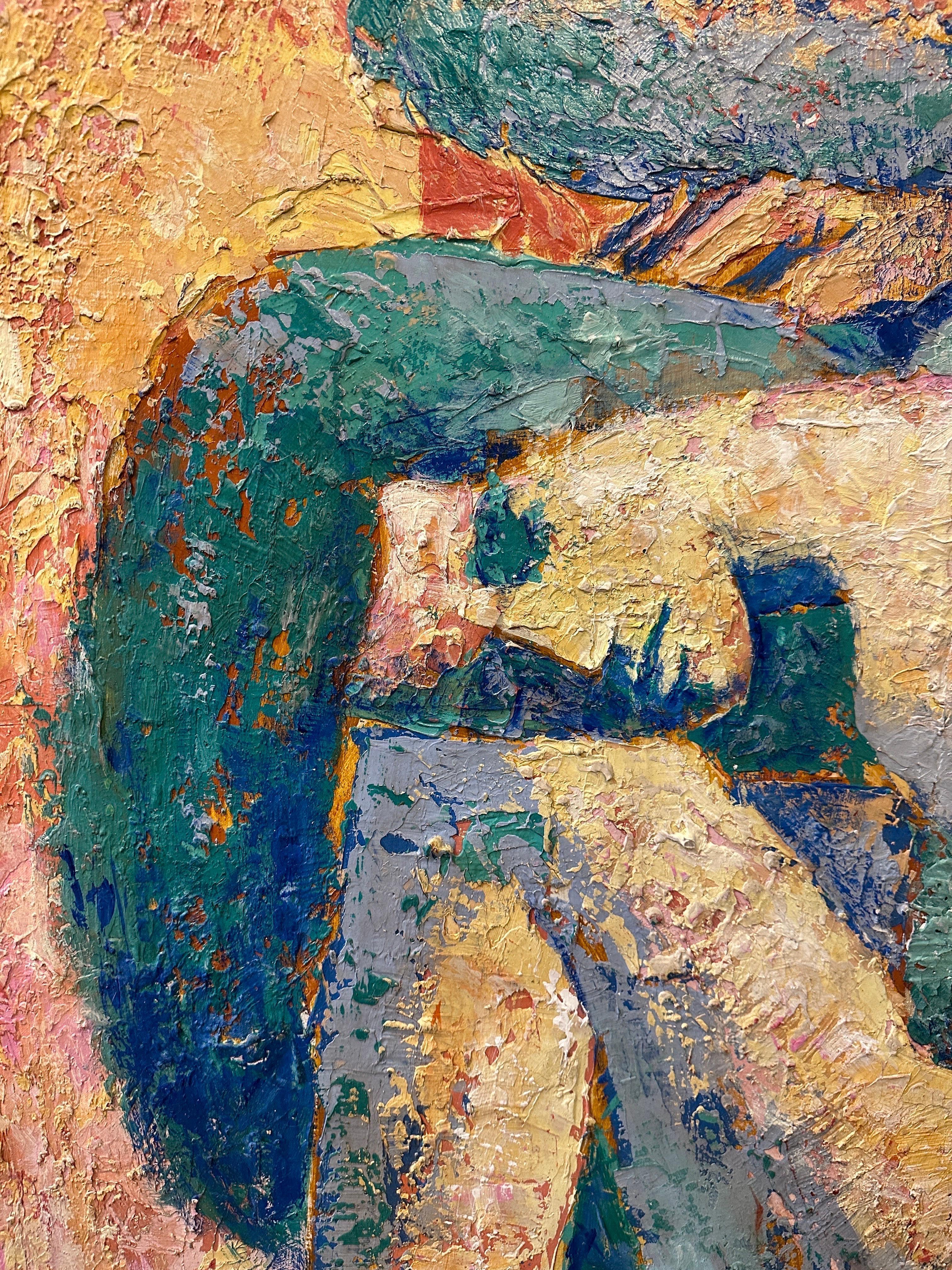 Il s'agit d'une peinture à l'huile sur bois à grande échelle et à l'empâtement, qui rappelle les œuvres de Diego Rivera.  CET ARTICLE EST SITUÉ ET SERA EXPÉDIÉ DEPUIS NOTRE SHOWROOM DE MIAMI, FLORIDE.

Harry LeMay a étudié à CUNY, à l'USMM Academy