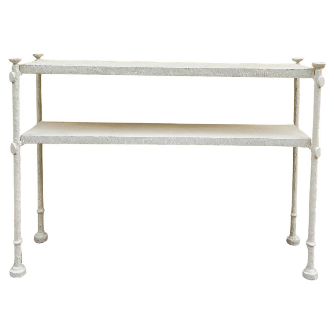 Stuccoed plaster console in the style of Giacometti.