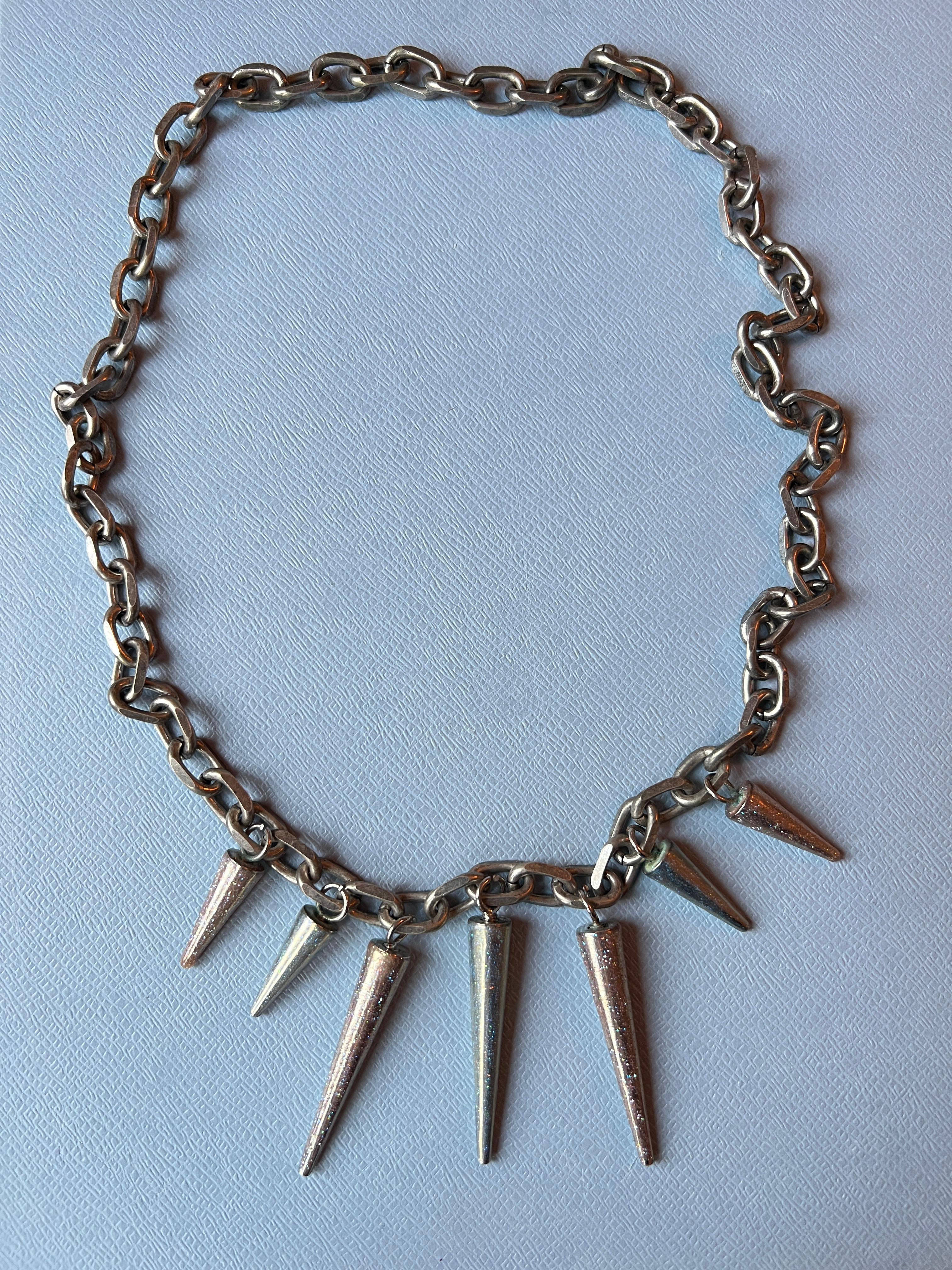 Collana a catena con borchie Smalto Azzurro Palladio in vendita 5