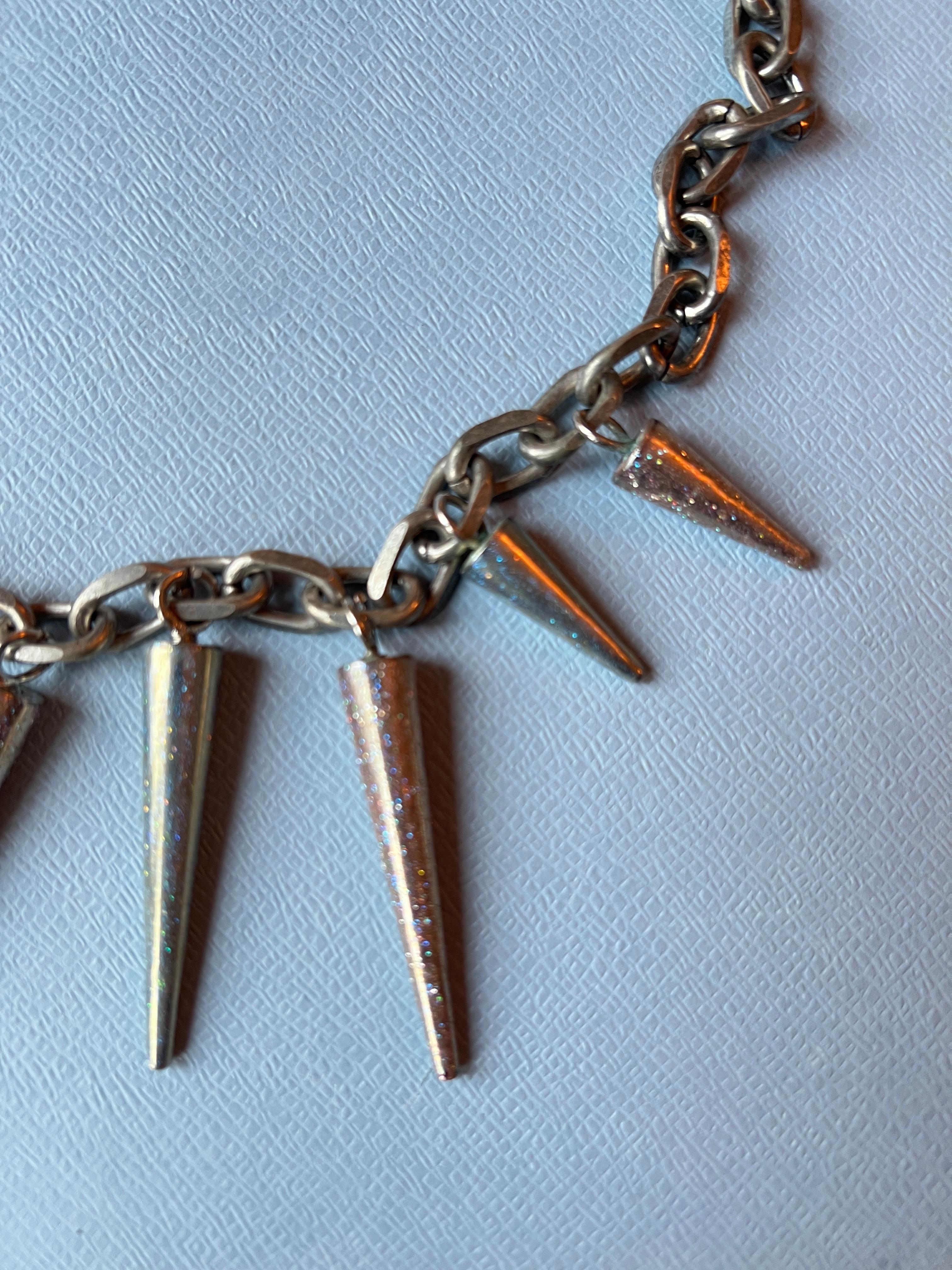 Collana a catena con borchie Smalto Azzurro Palladio in vendita 1