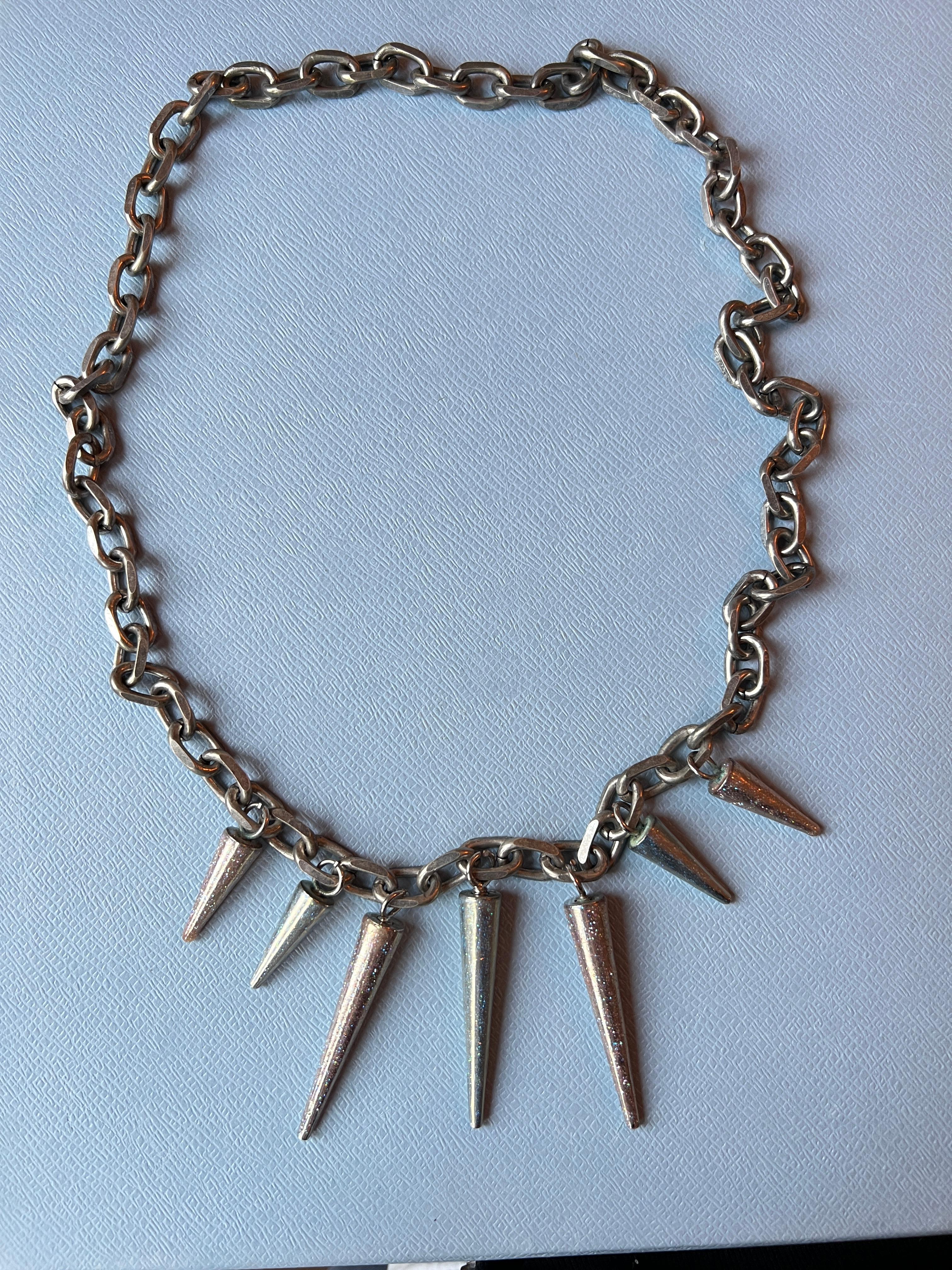 Collana a catena con borchie Smalto Azzurro Palladio in vendita 3