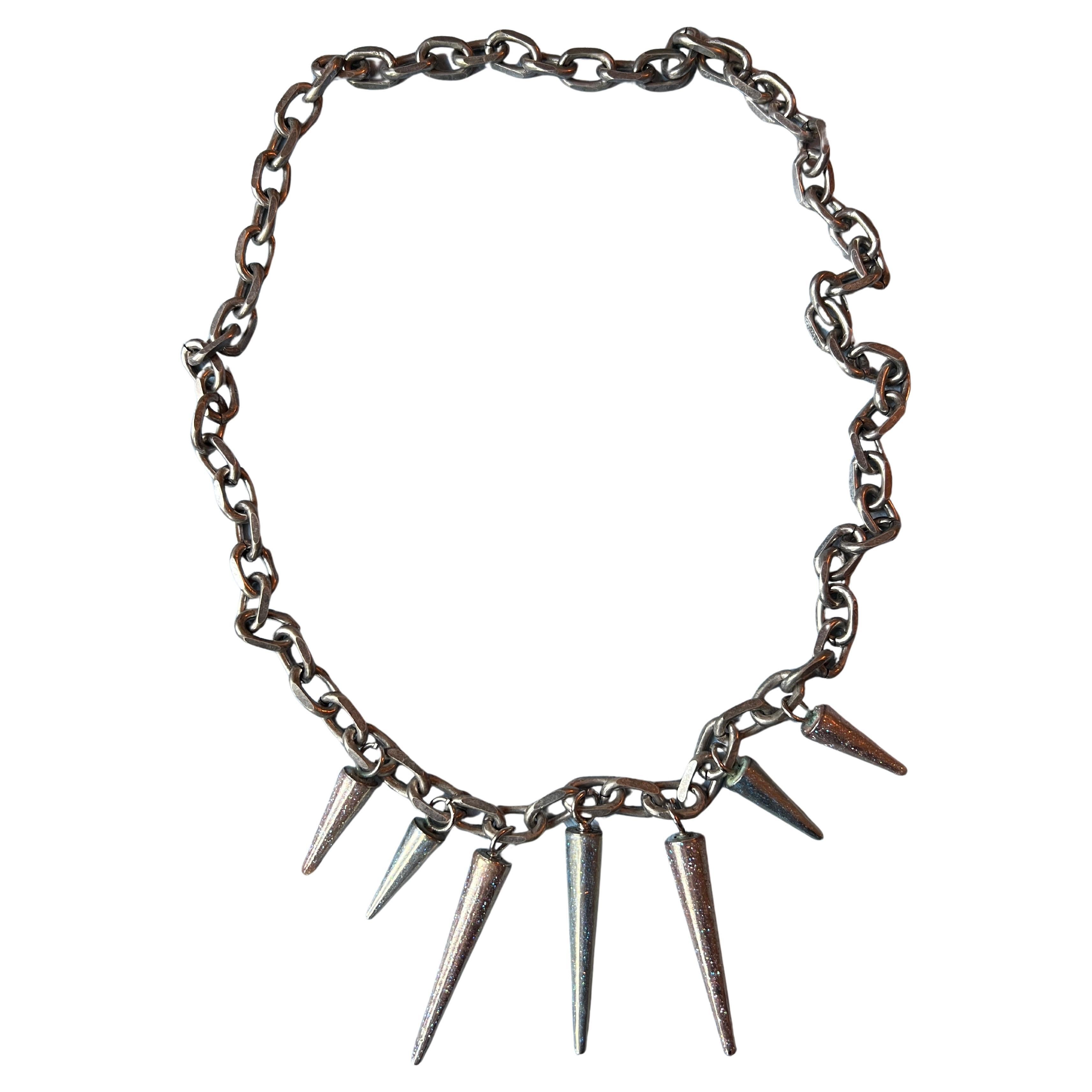 Collana a catena con borchie Smalto Azzurro Palladio in vendita