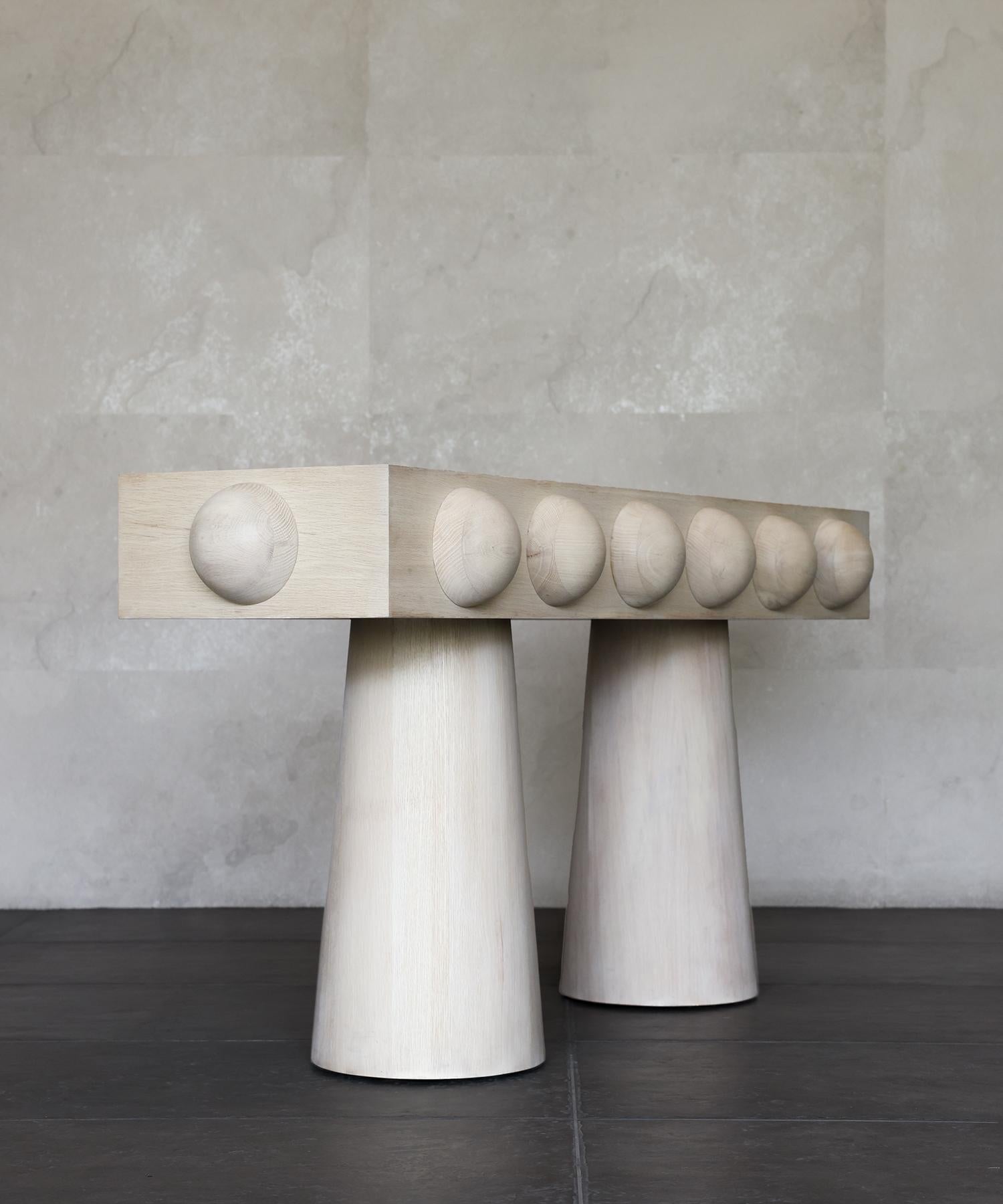 Indian STUD CONSOLE TABLE - Bleached White Oak by SHO MODERN