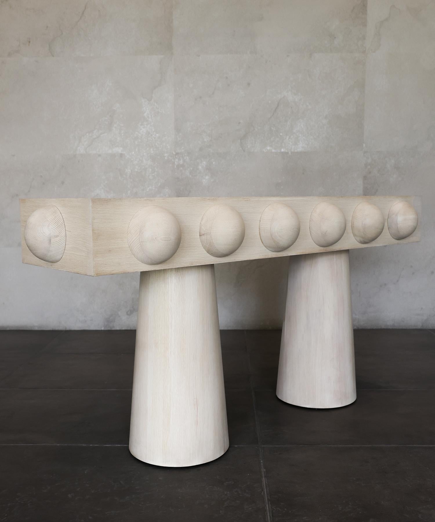 Contemporary STUD CONSOLE TABLE - Bleached White Oak by SHO MODERN