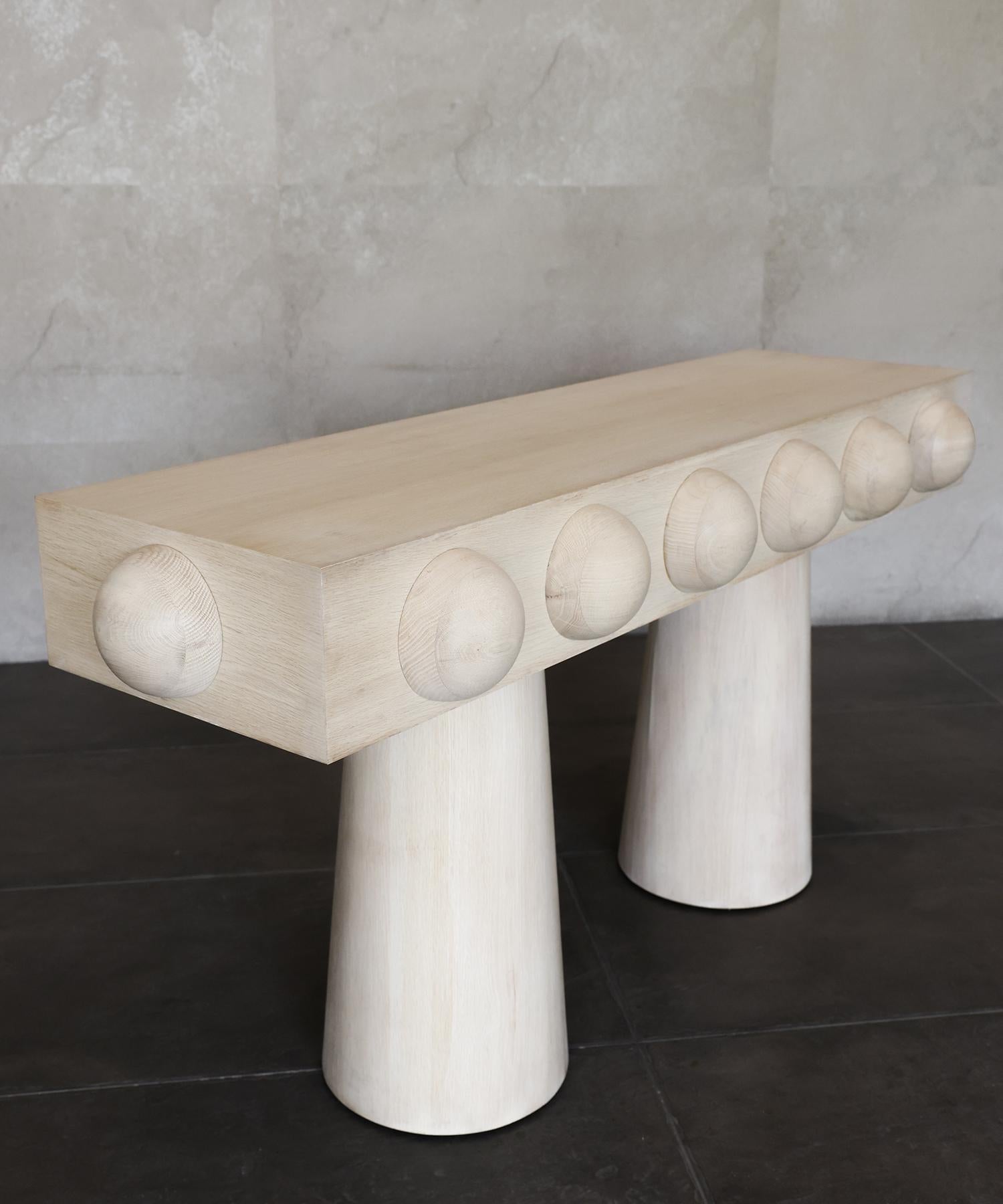 STUD CONSOLE TABLE - Bleached White Oak by SHO MODERN 1