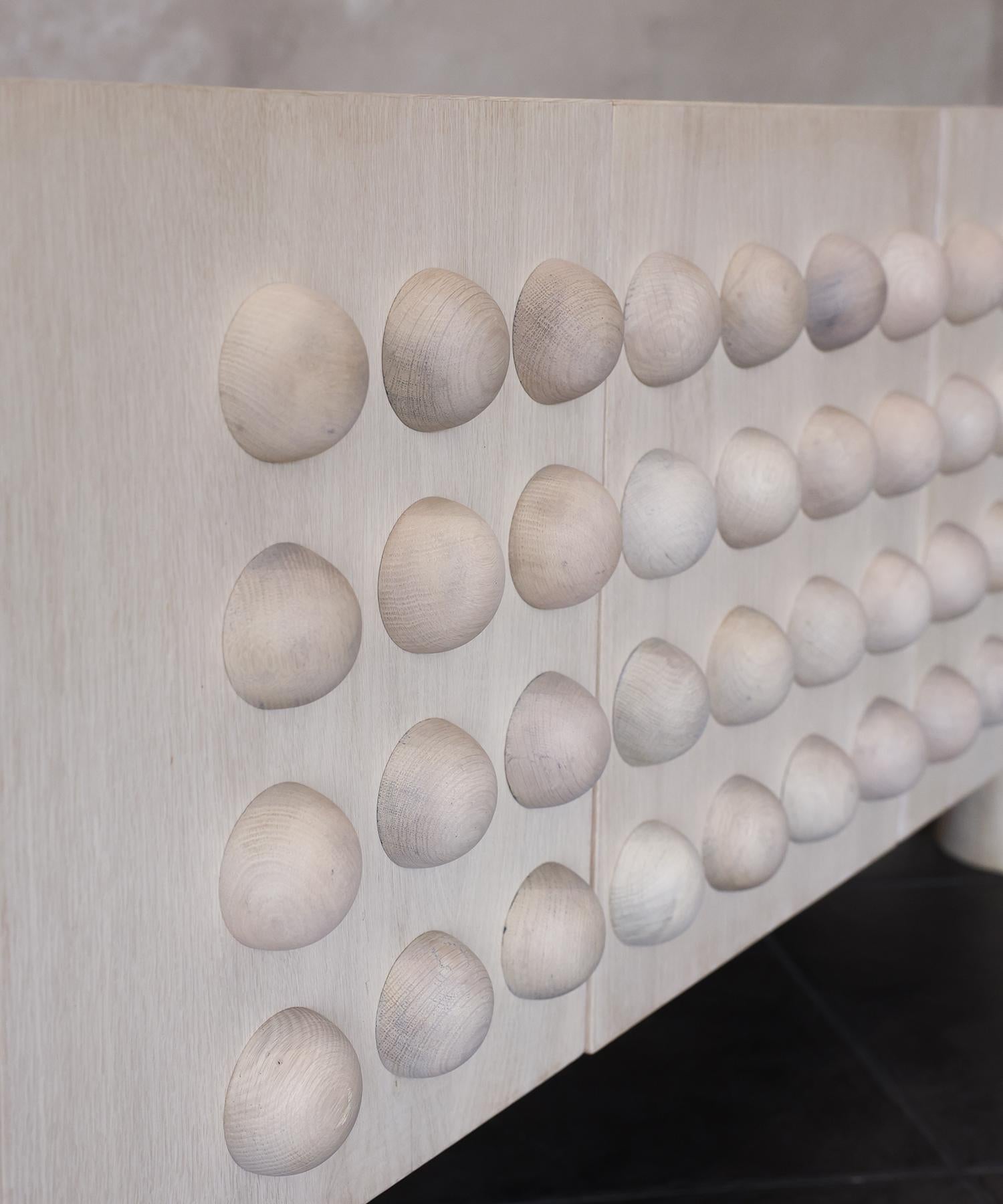 STUD CREDENZA - Bleached White Oak by SHO MODERN In New Condition In Laguna Niguel, CA