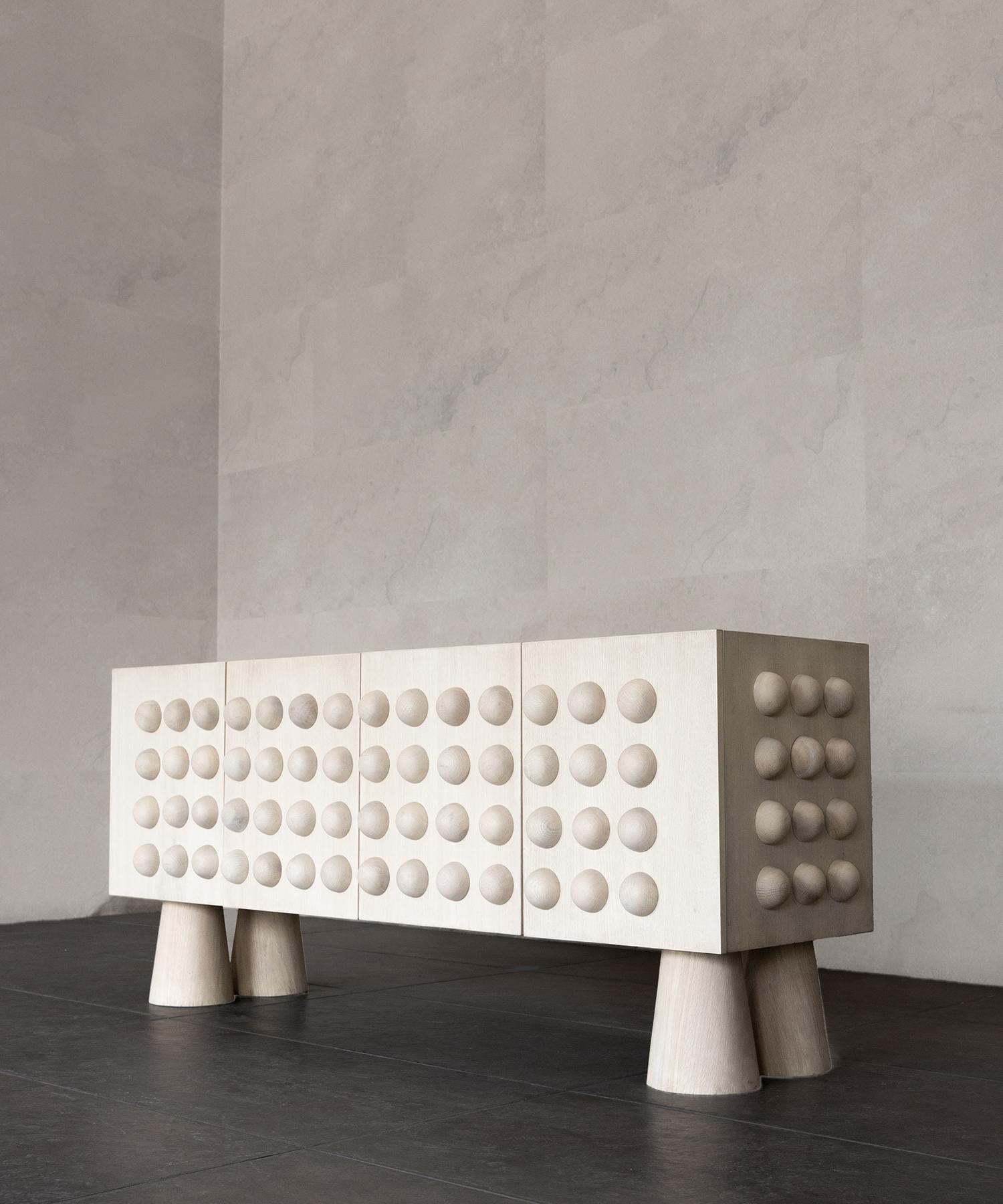 Contemporary STUD CREDENZA - Bleached White Oak by SHO MODERN