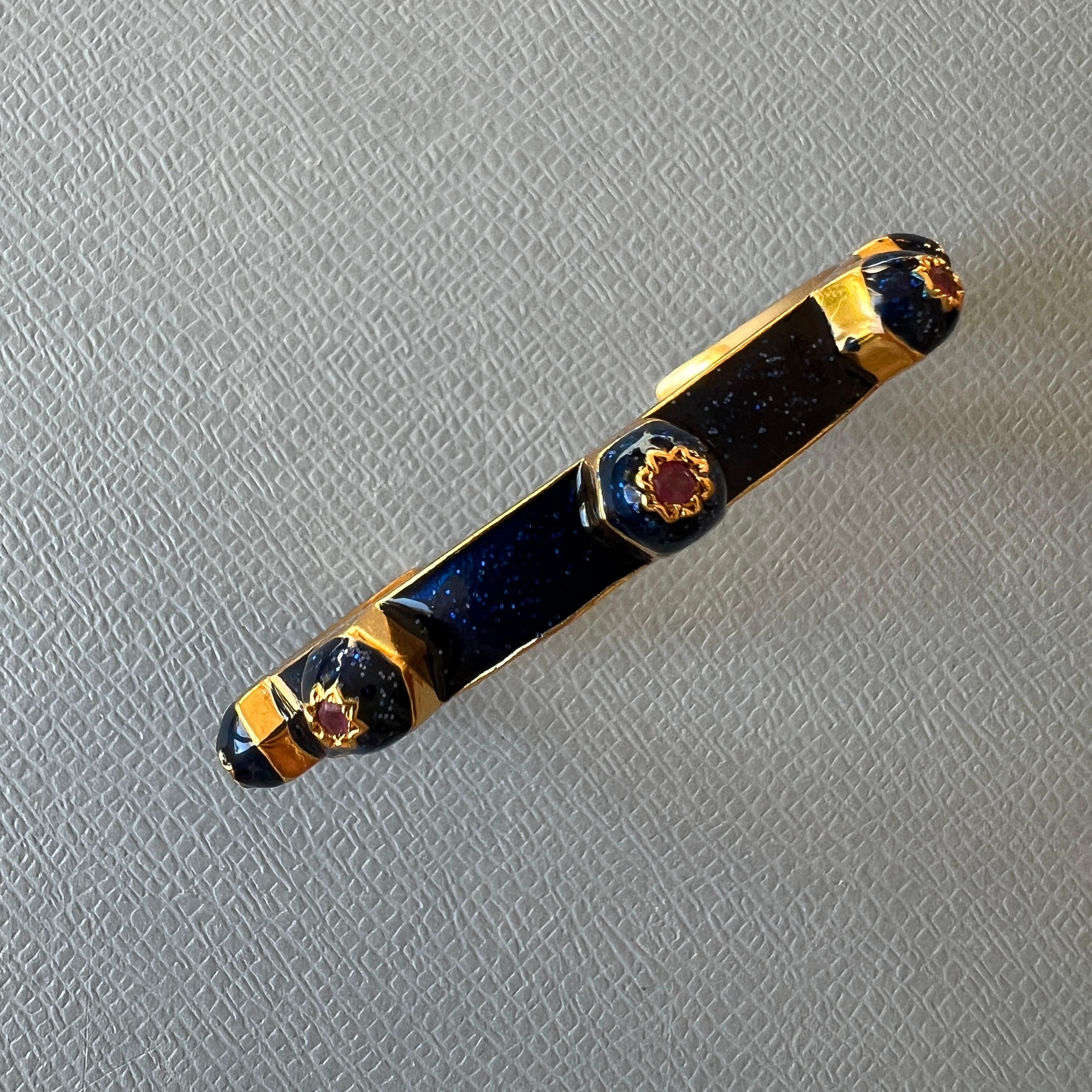 Bracciale statement in smalto blu Rubini Stelle a otto punte in vendita 4