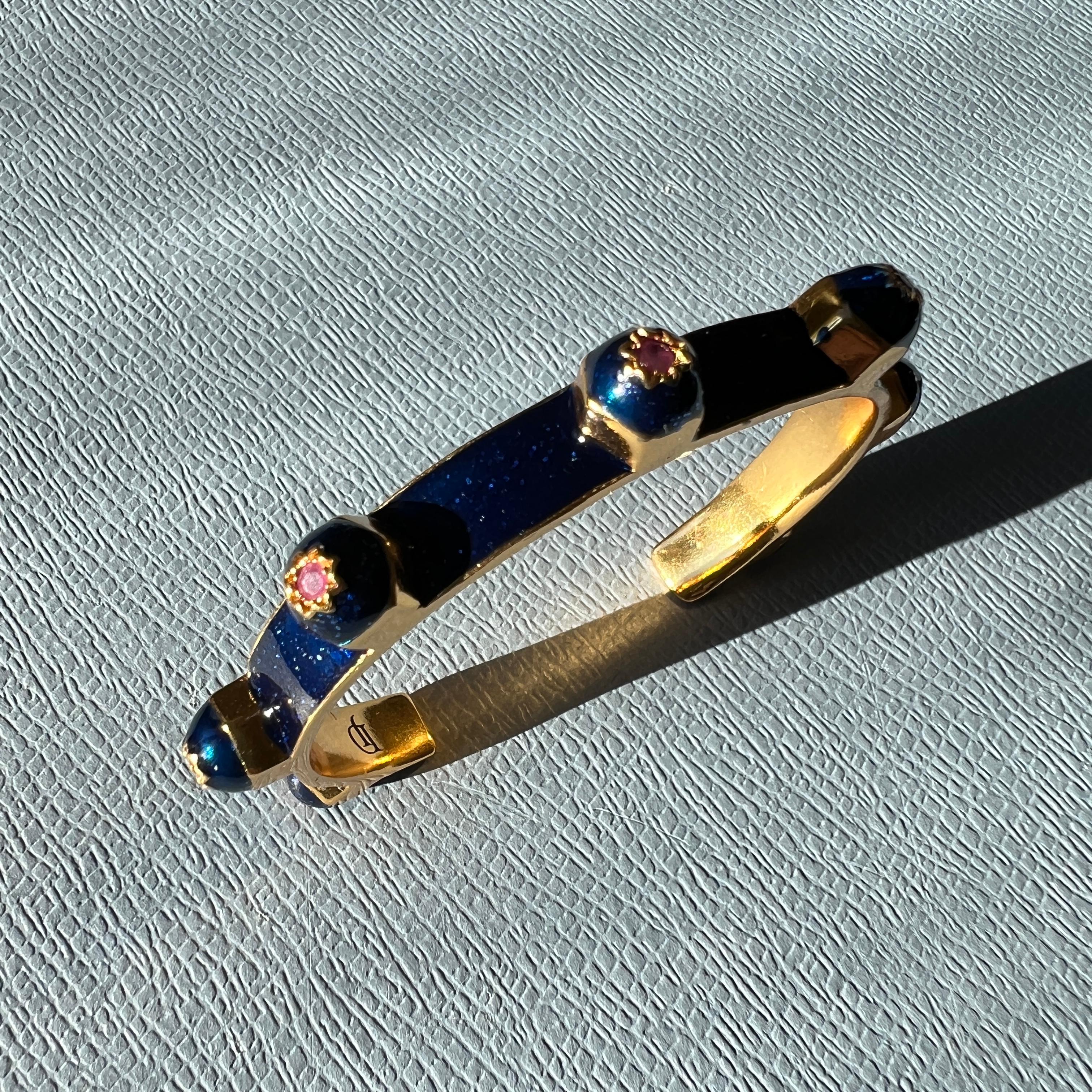 Vittoriano Bracciale statement in smalto blu Rubini Stelle a otto punte in vendita
