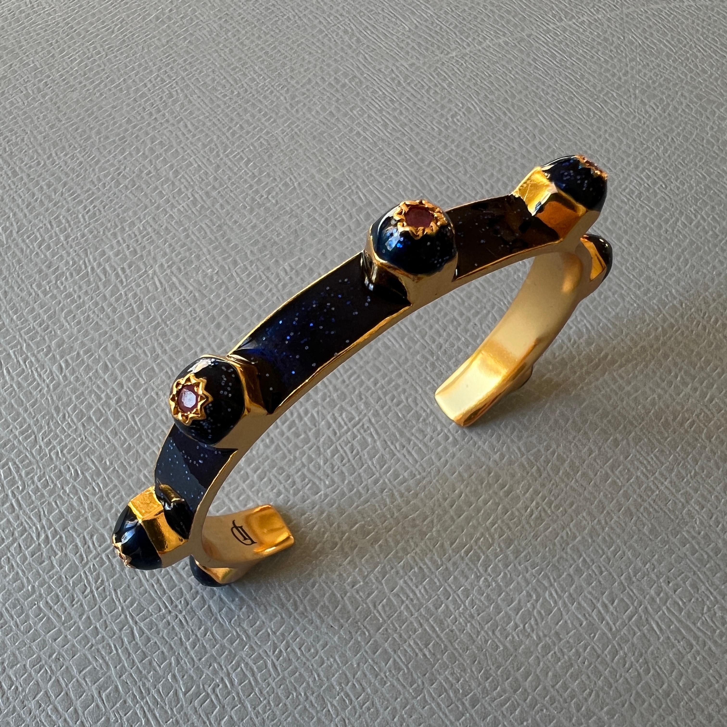 Donna Bracciale statement in smalto blu Rubini Stelle a otto punte in vendita