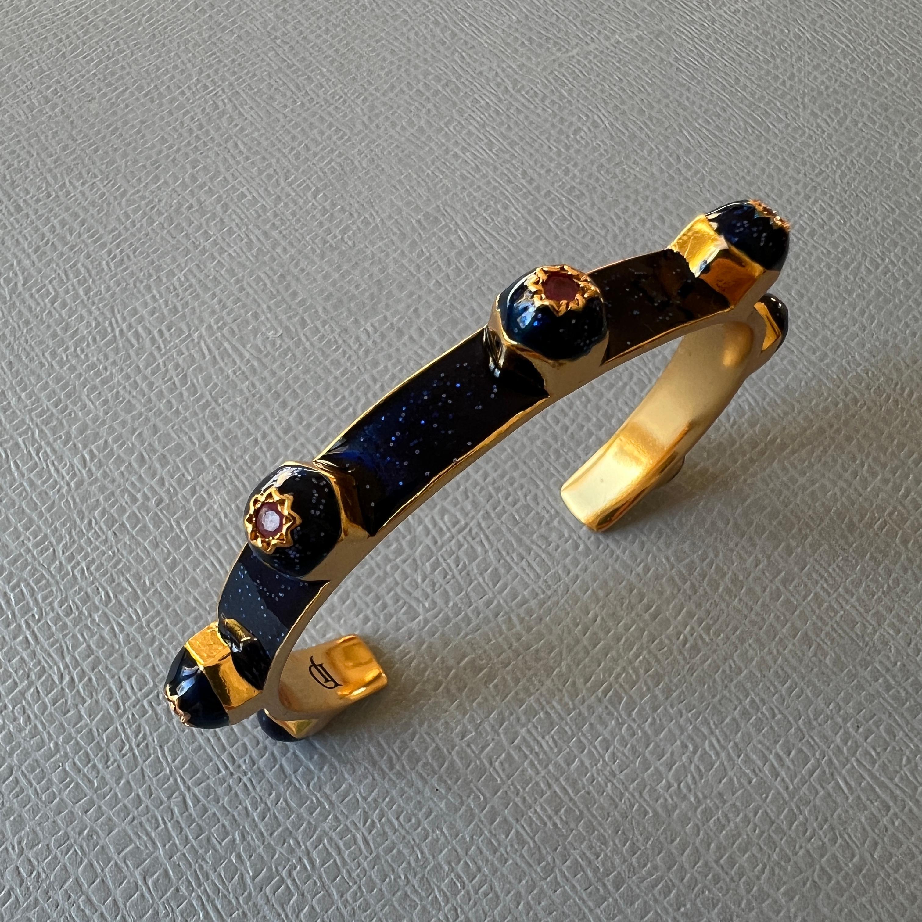 Bracciale statement in smalto blu Rubini Stelle a otto punte in vendita 2