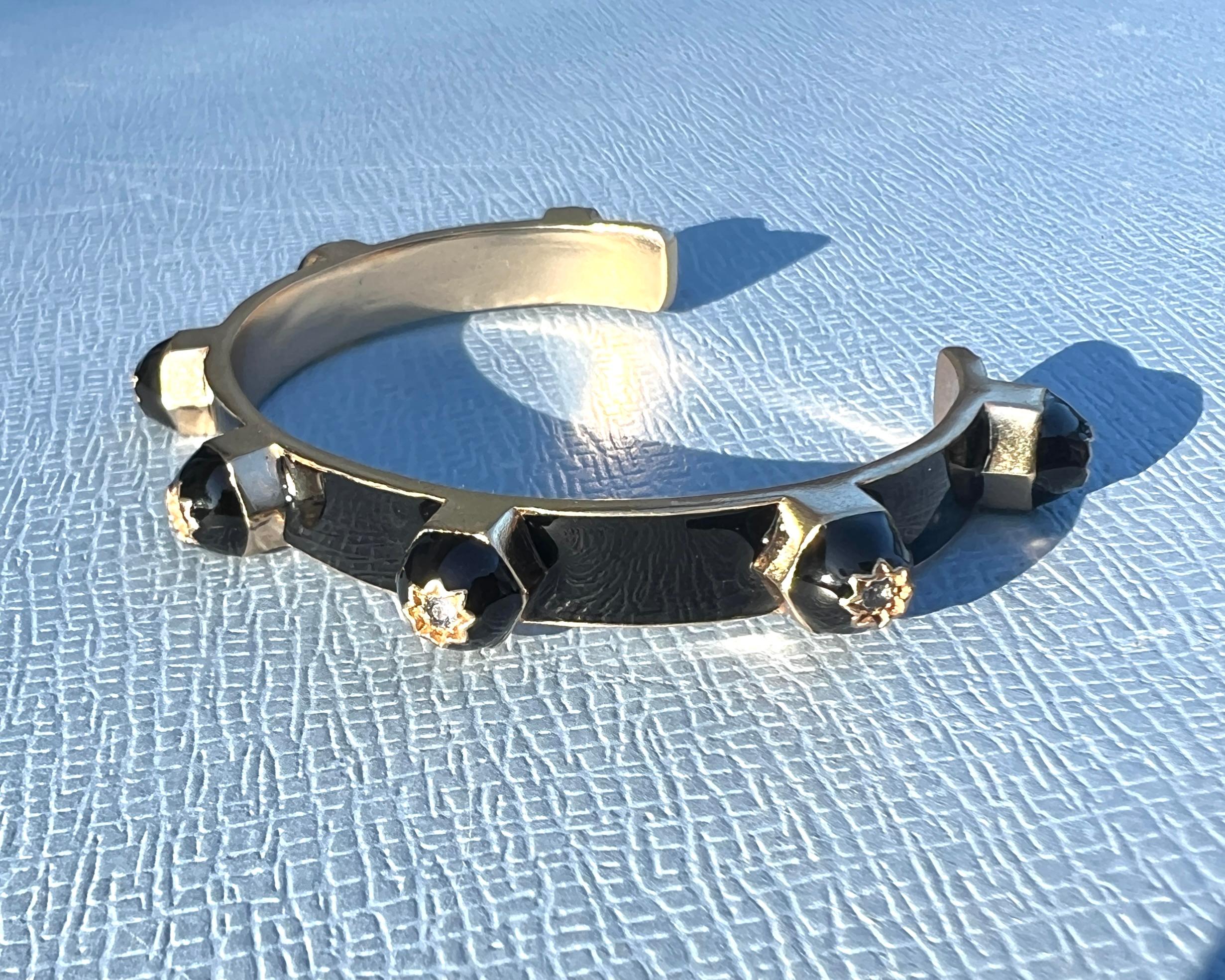 Bracelet manchette en émail Tanzanite en vente 2
