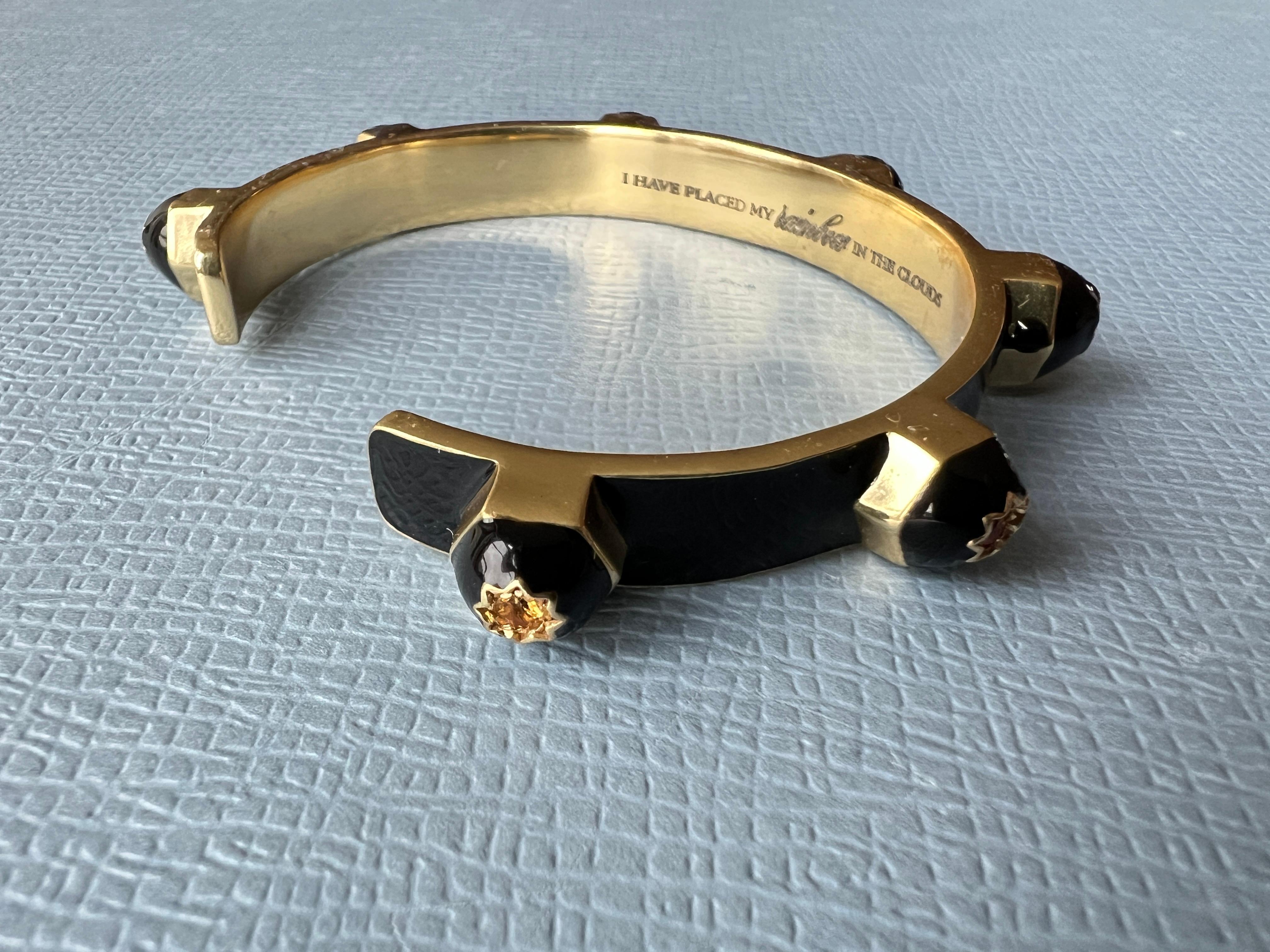 Esmalte negro Chakra Pulsera brazalete Rubí Esmeralda Zafiro Diamante Placa de oro en venta 1