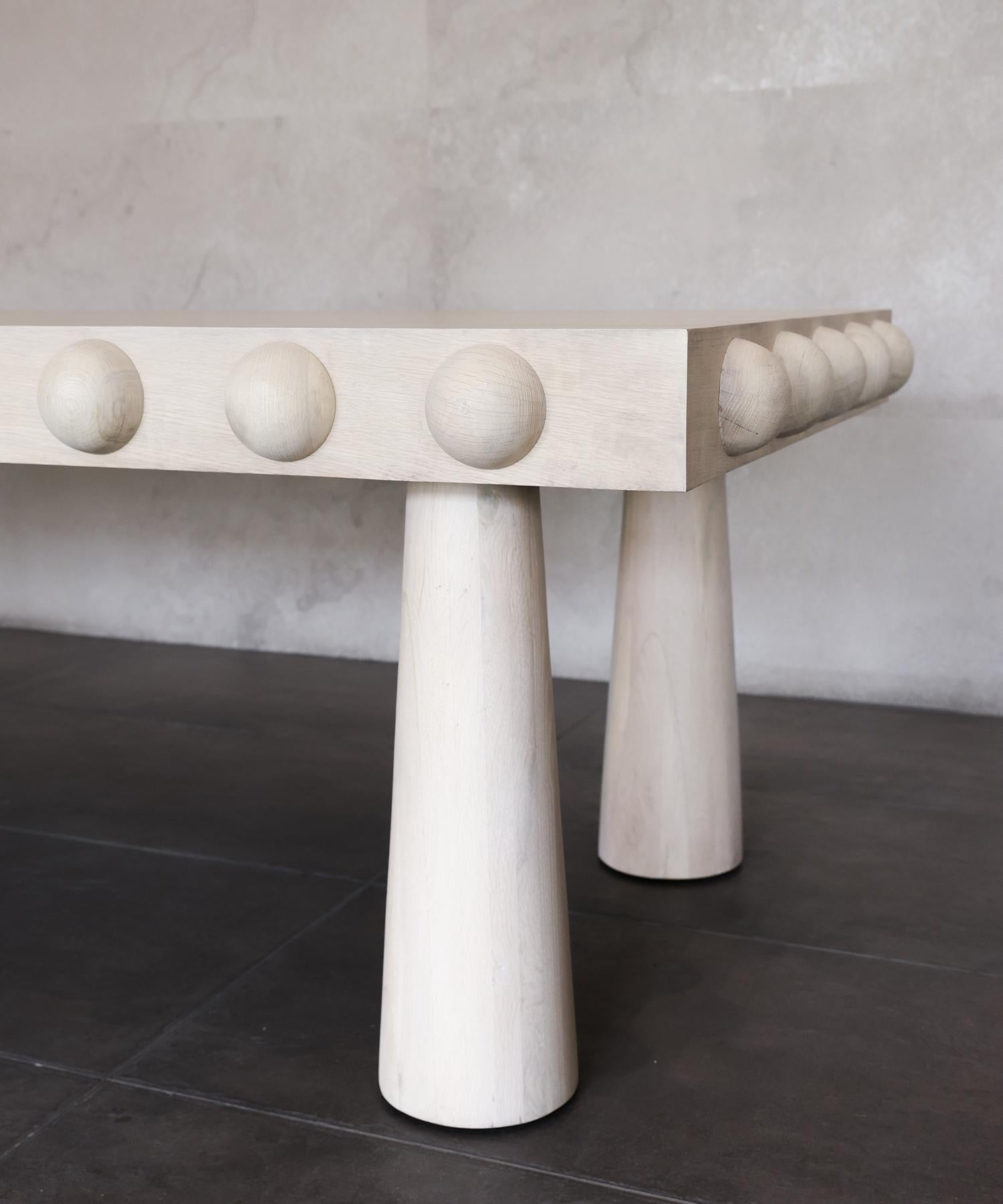 Organic Modern STUD DINING TABLE - Bleached White Oak by SHO MODERN For Sale