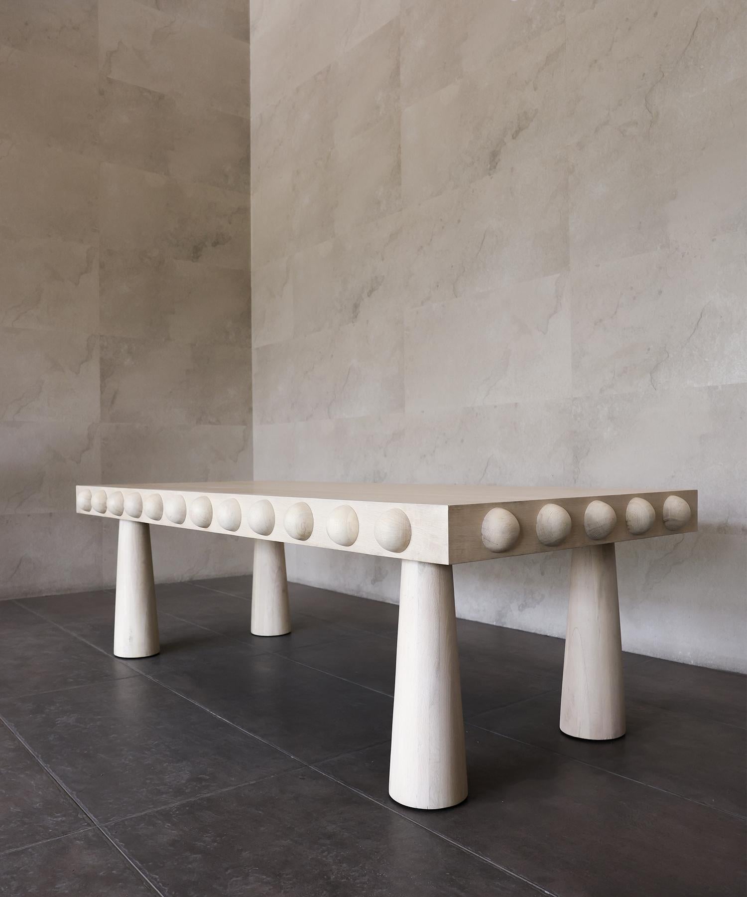 Indian STUD DINING TABLE - Bleached White Oak by SHO MODERN For Sale