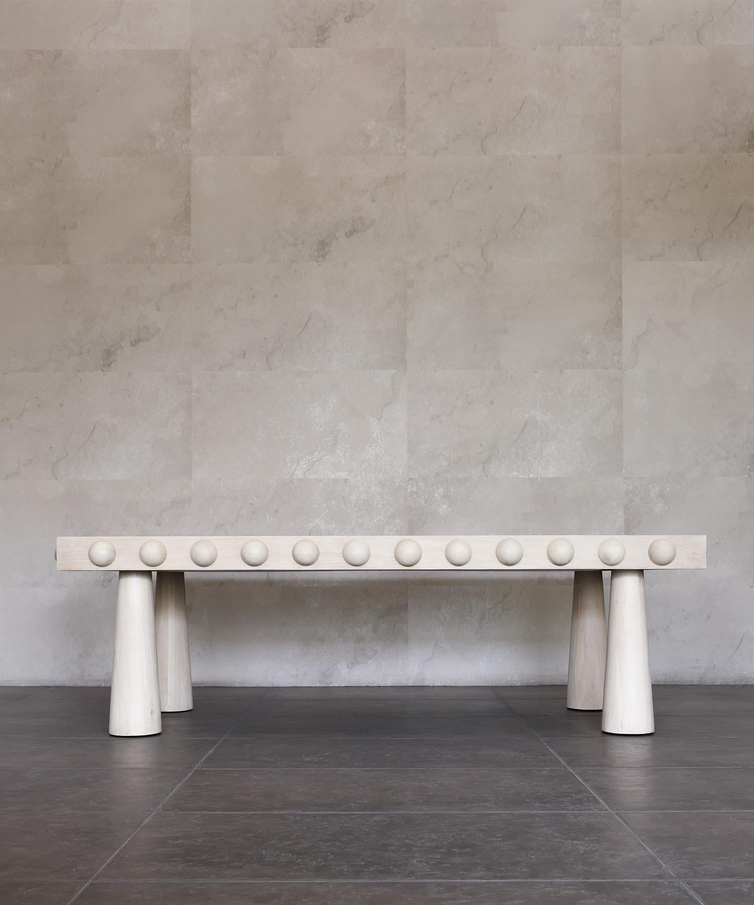 Contemporary STUD DINING TABLE - Bleached White Oak by SHO MODERN For Sale