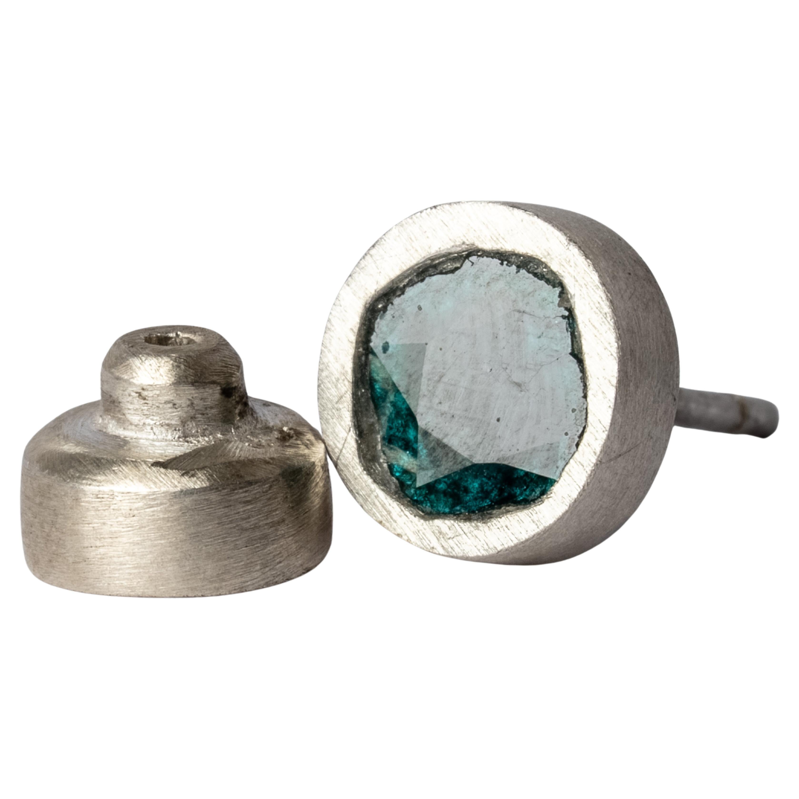 Stud Earring (0.2 CT, Blue Diamond Slabs, MA+BDIA) For Sale