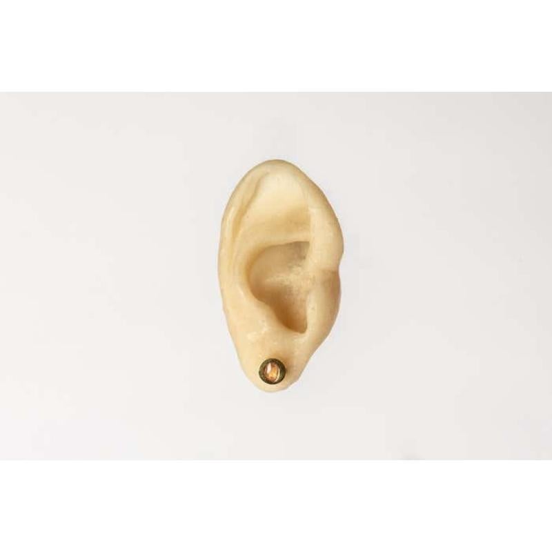 Stud Earring (0.2 CT, Orange Sapphire Faceted Slab, YGA+SAF) For Sale 1