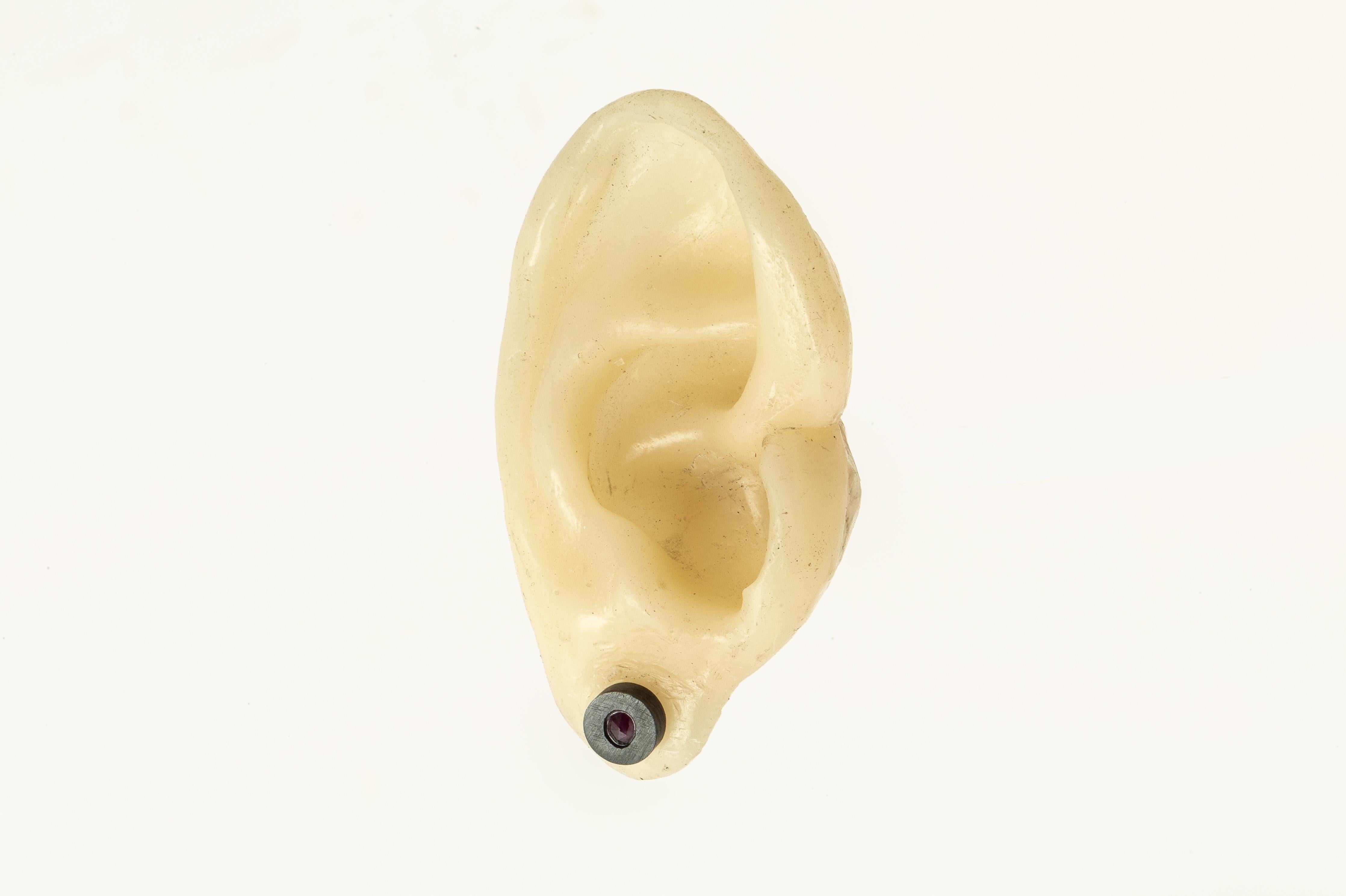 Stud Earring (0.2 CT, Ruby Slice, KA+RUB) For Sale 1