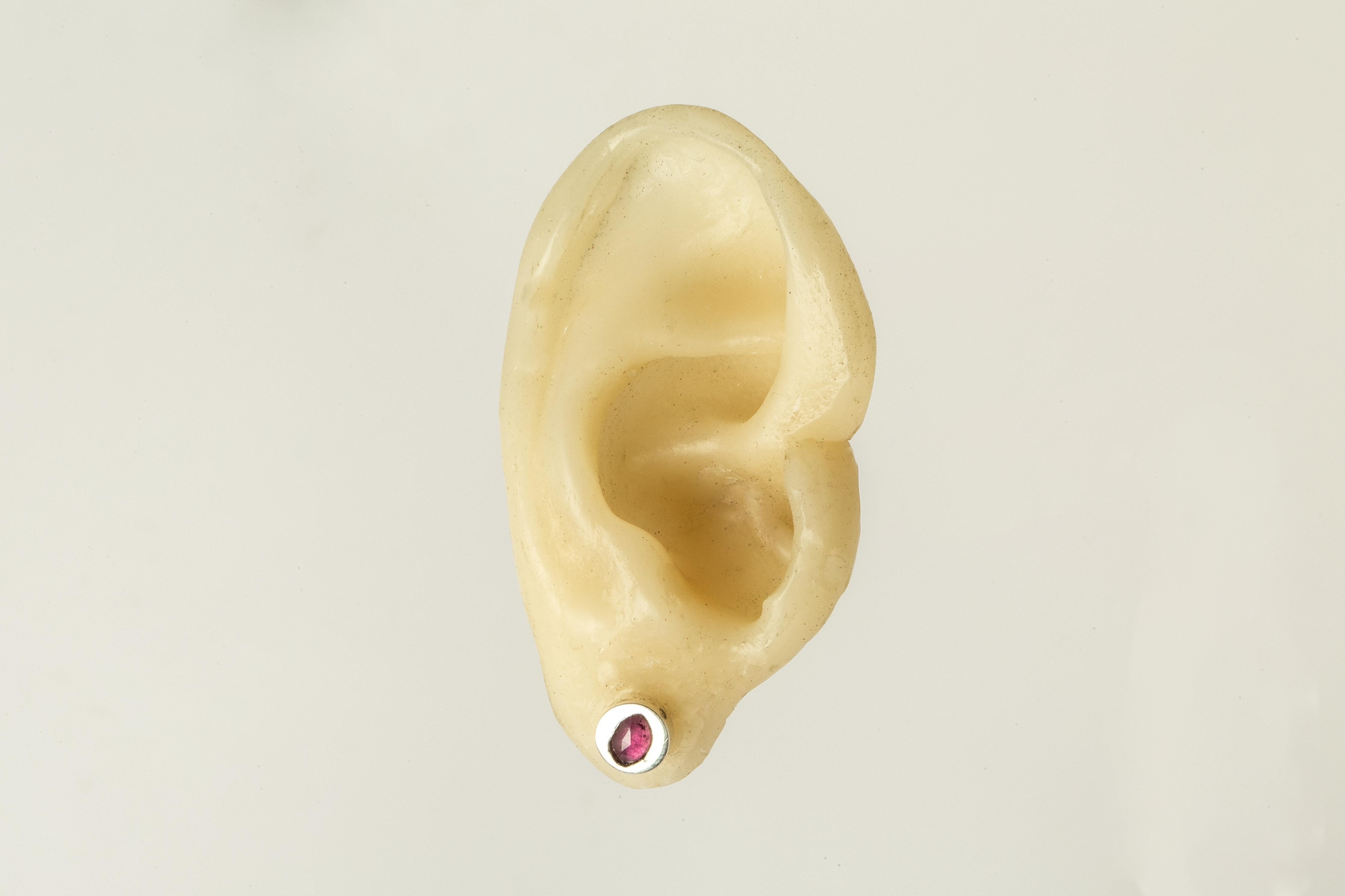 Clous d'oreilles (0,2 carat, tranche de rubis, PA+RUB) en vente 1