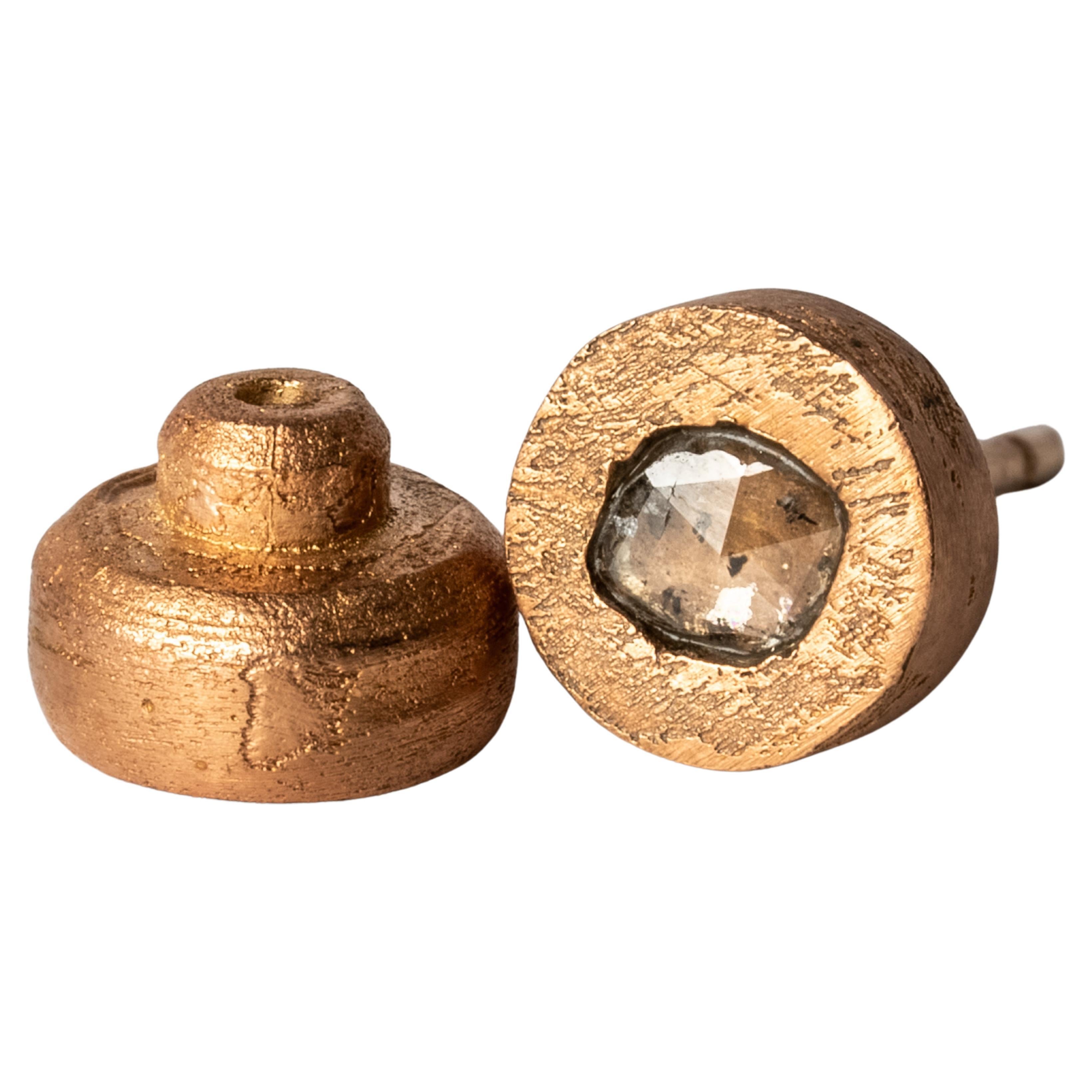 Stud Earring (0.2 CT, Tiny Faceted Diamond Slab, AMA+FCDIA) For Sale