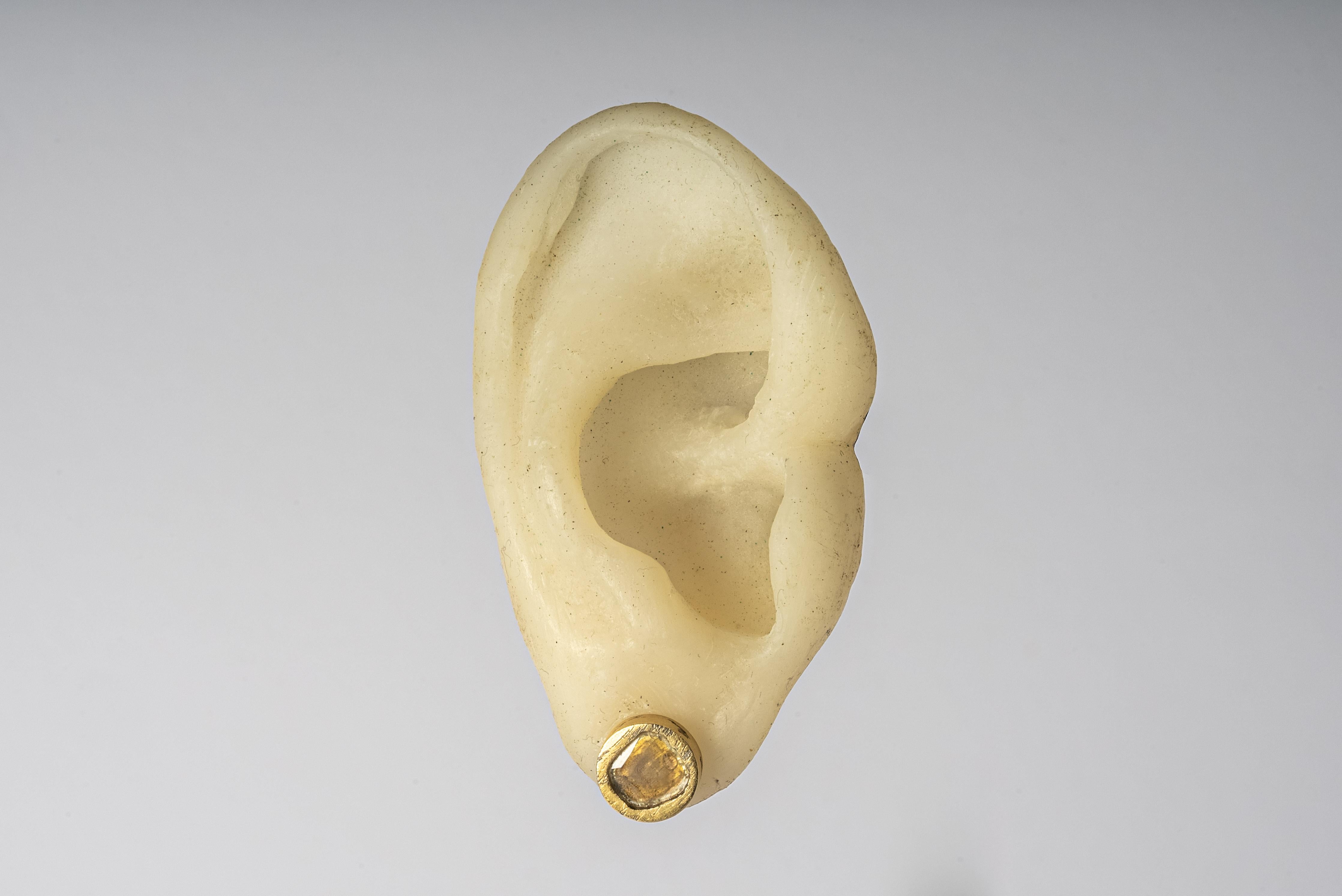 Women's or Men's Stud Earring (0.4 CT, Diamond Slab, AGA+DIA) For Sale