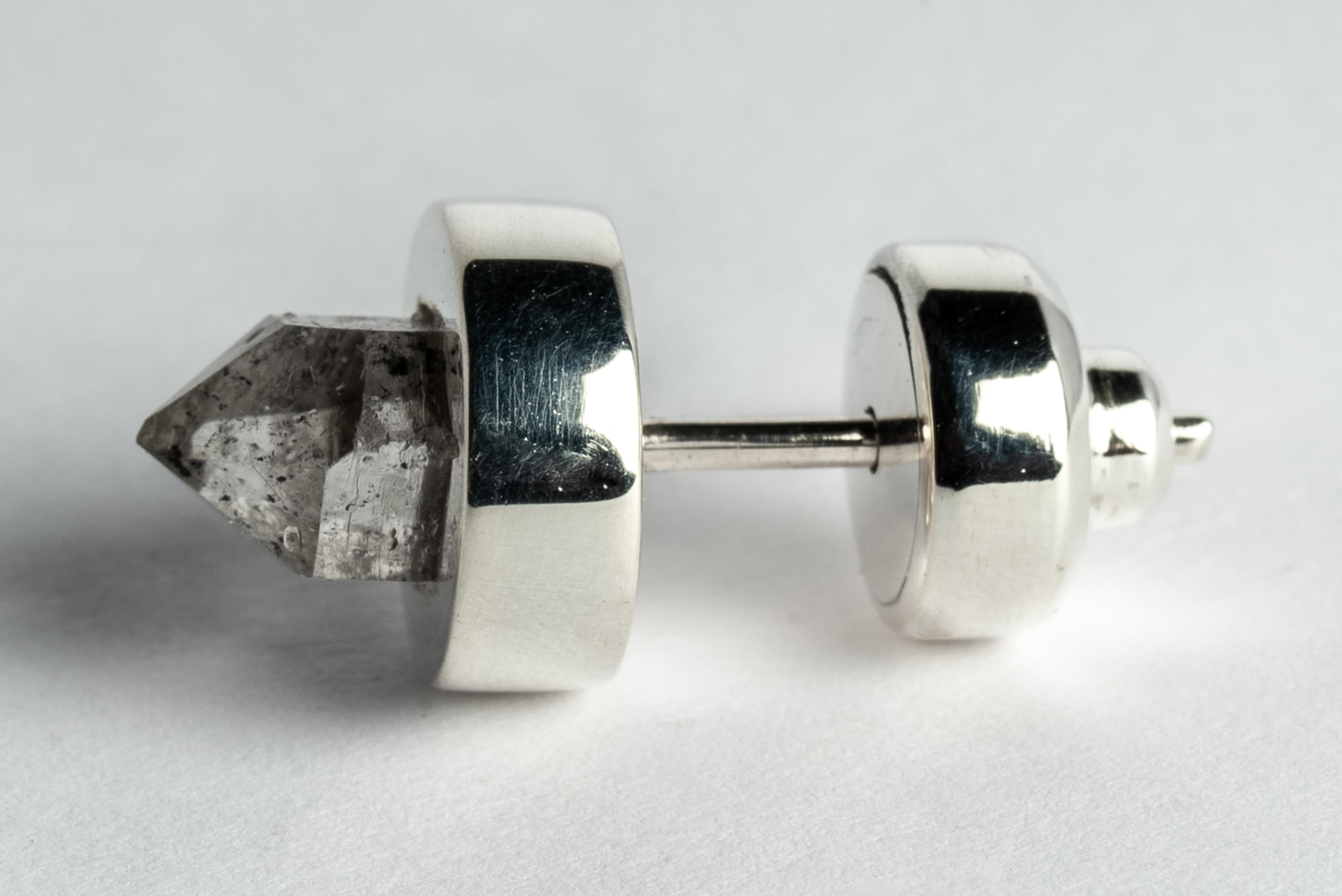 Stud Earring (9mm, Herkimer Spike, PA+HER) In New Condition For Sale In Paris, FR