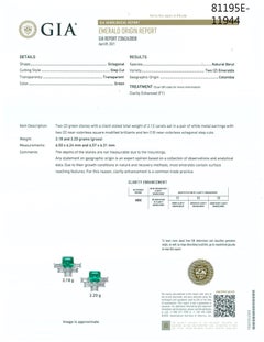 GIA 18 Karat White Gold Colombian Emerald Diamond Stud Earrings