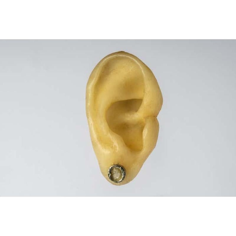 Women's or Men's Stud Earring (Fuse, 0.2 CT, Yellow Diamond Slab, DA10KW+YDIA) For Sale