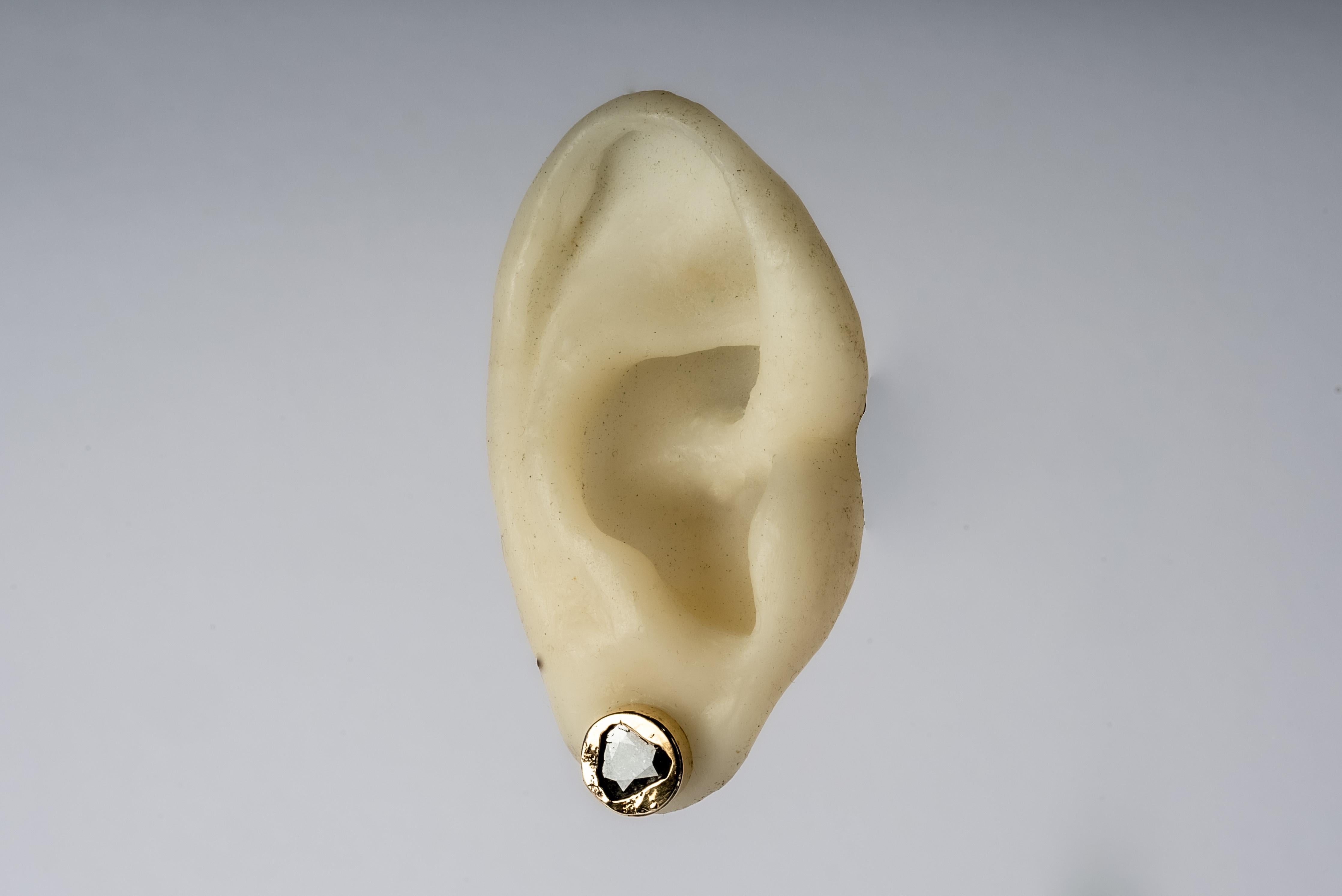Women's or Men's Stud Earring (Fuse, 0.4 CT, Diamond Slab, KA18K+DIA) For Sale