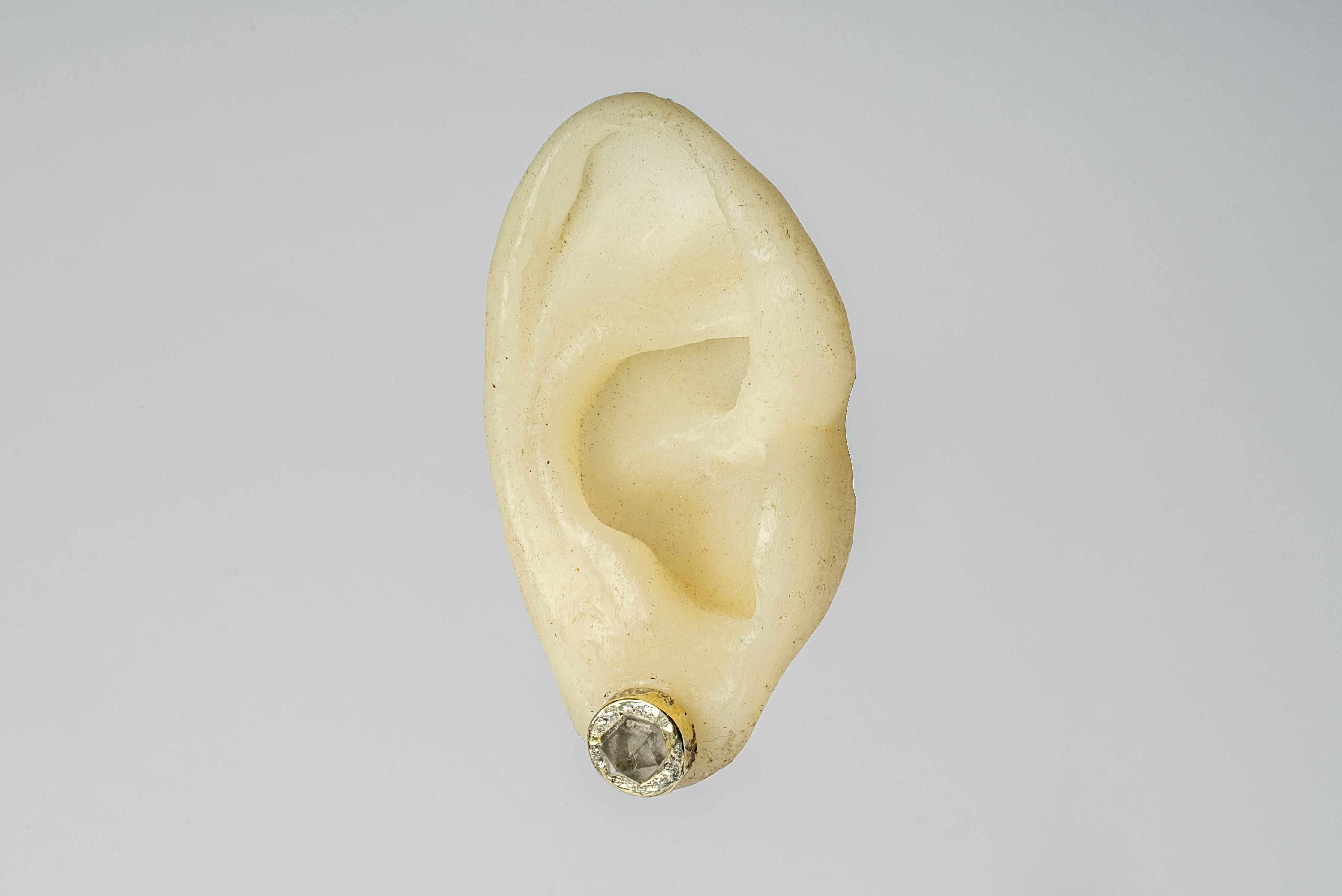 Women's or Men's Stud Earring (Fuse, 9mm, Herkimer Spike, PA18K+HER) For Sale