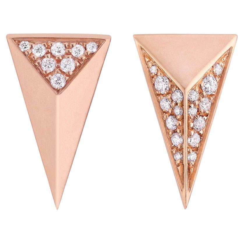 Stud Earrings Crafted in 18K Rose Gold & White Diamonds 0.10ct. For Sale