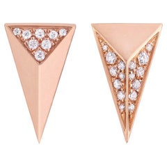 Clous d'oreilles en or rose 18 carats et diamants blancs 0,10 carat