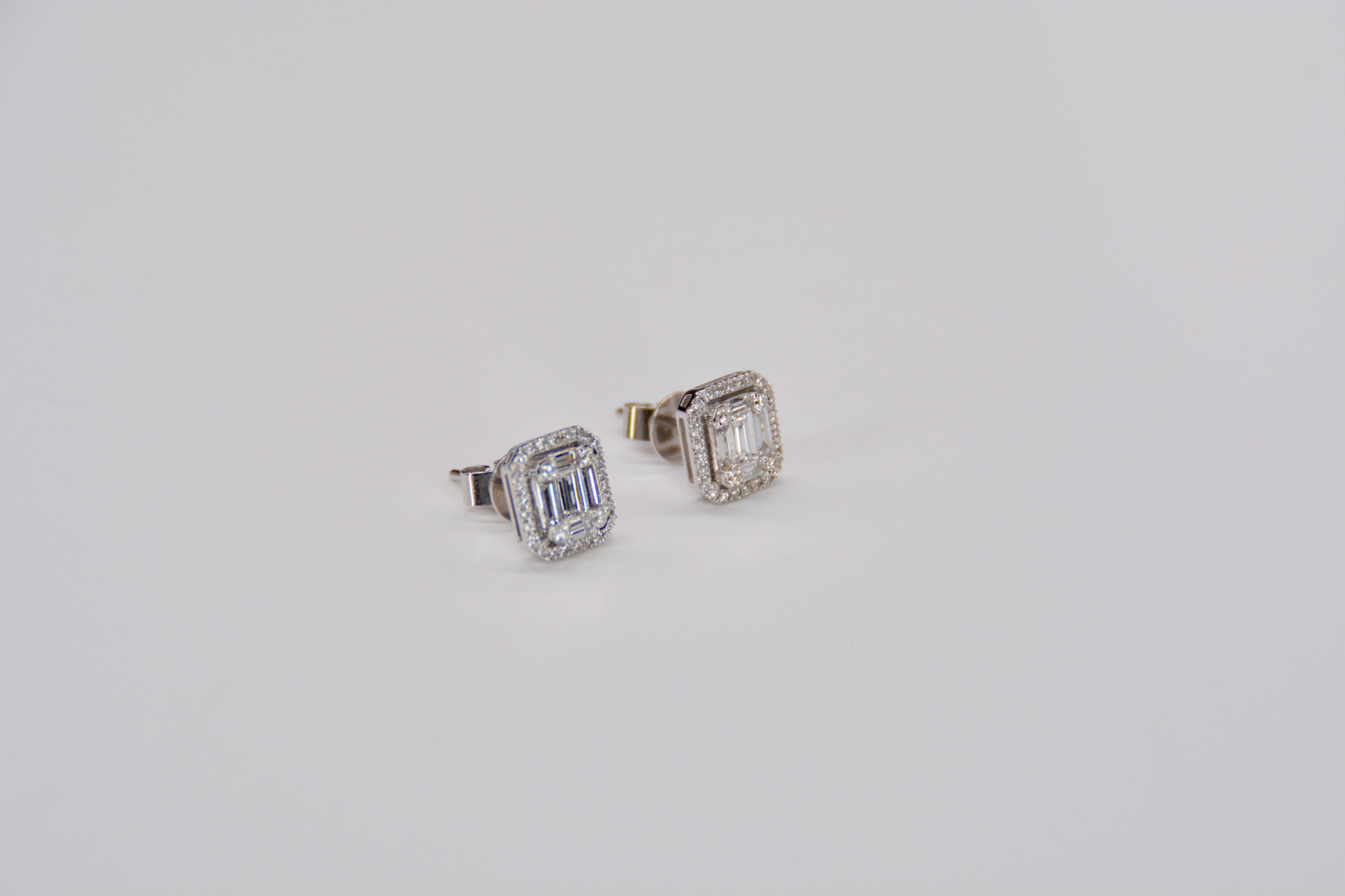 Boucles d'oreilles diamant taille émeraude  Neuf - En vente à Vannes, FR